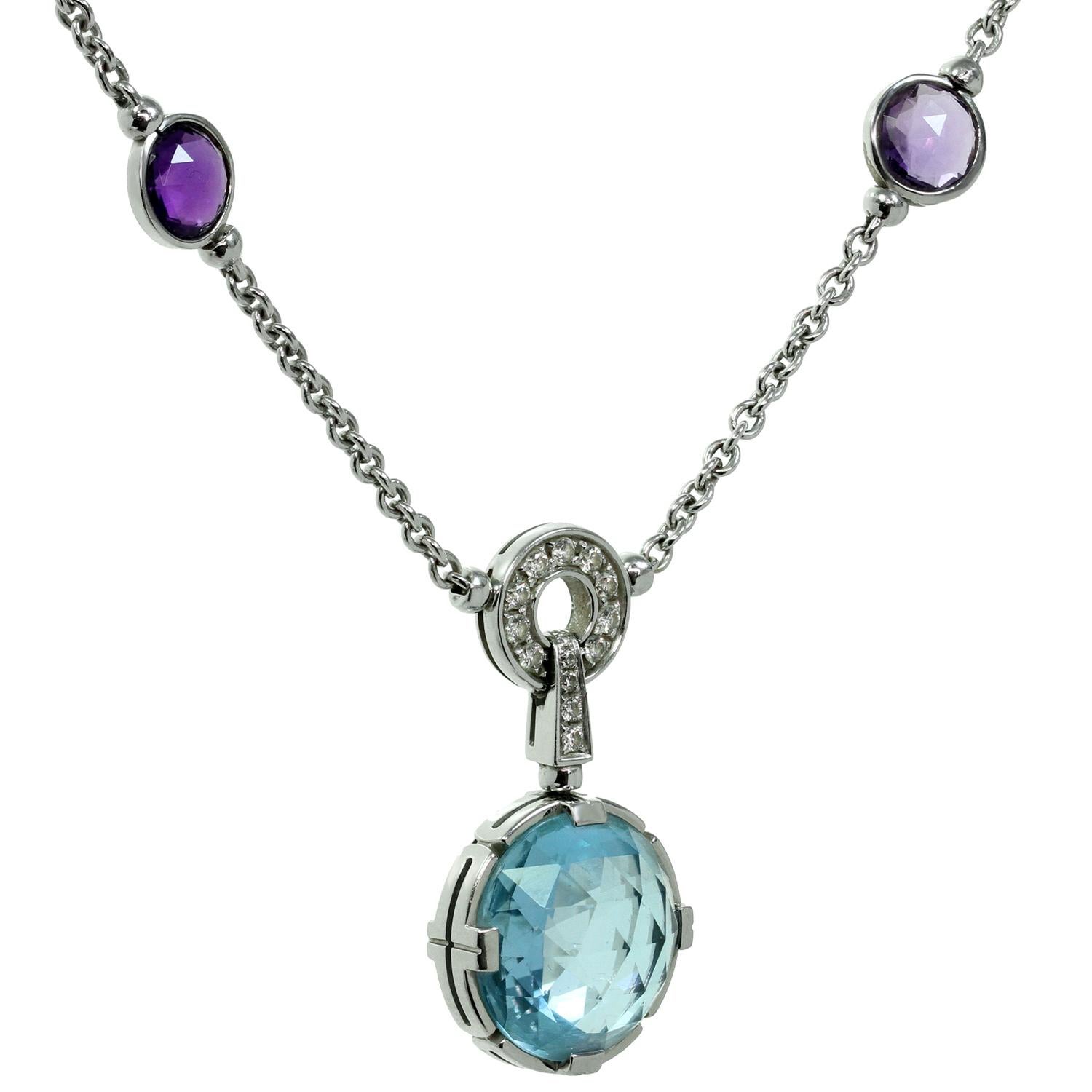 Collar Bulgari Parentesi Cocktail Topacio Amatista Diamante Oro Blanco en venta 1