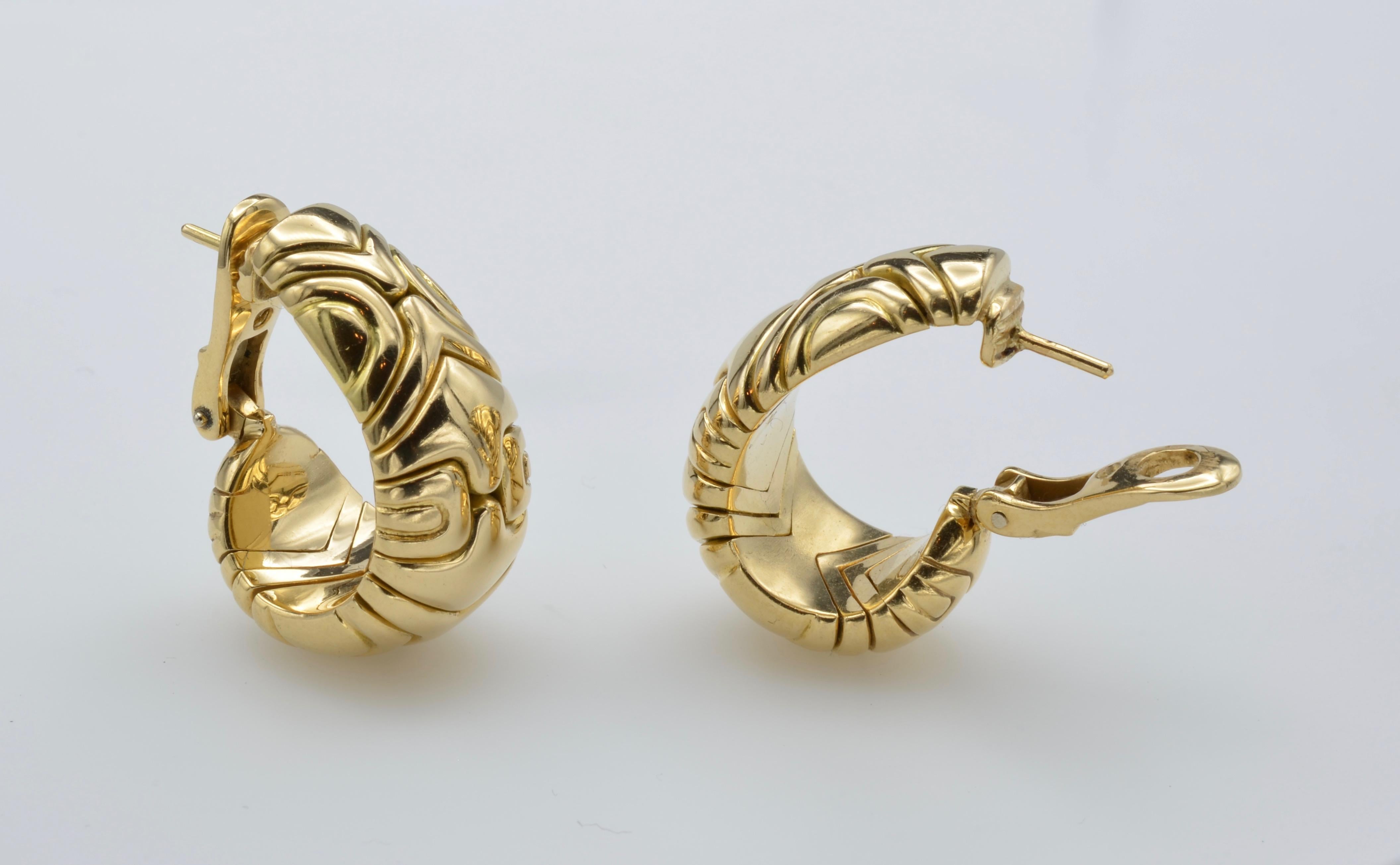Bulgari Parentesi Collection 18 Karat Gold Hoops with Clip Post 1