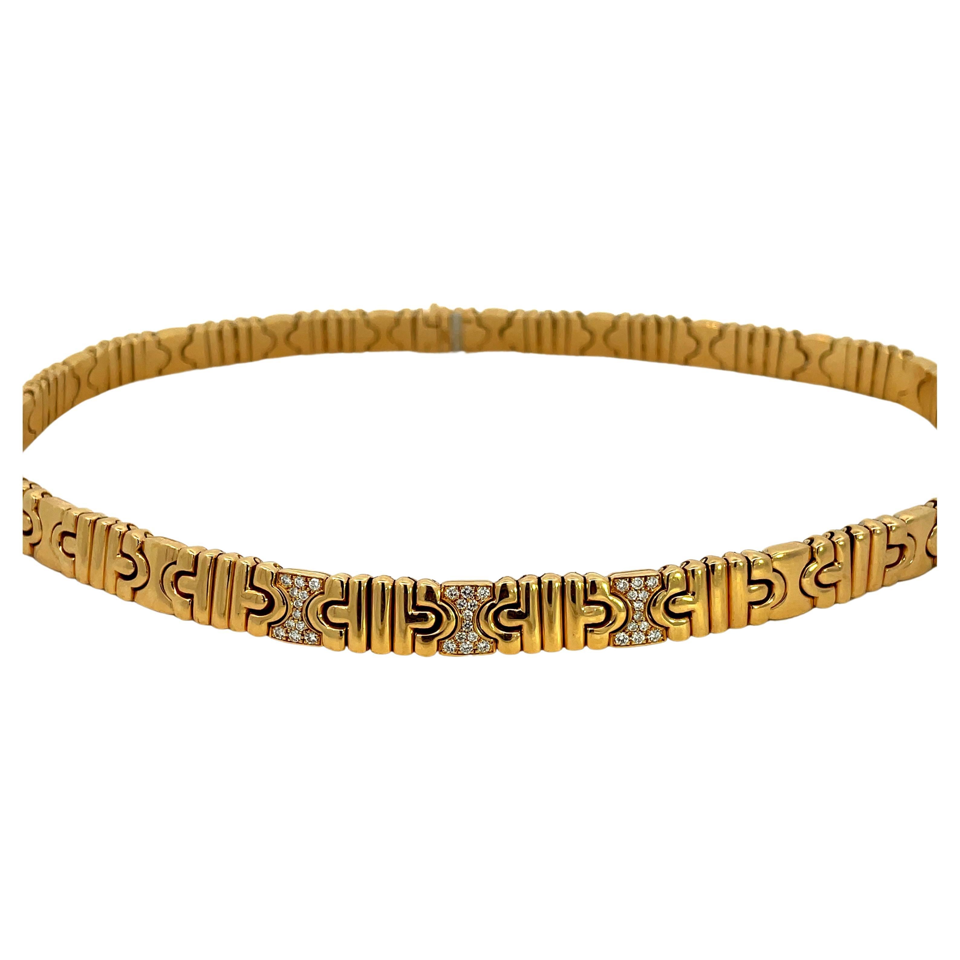 Bulgari Parentesi Diamond 18 Kt Gold Vintage Link Necklace  Chocker