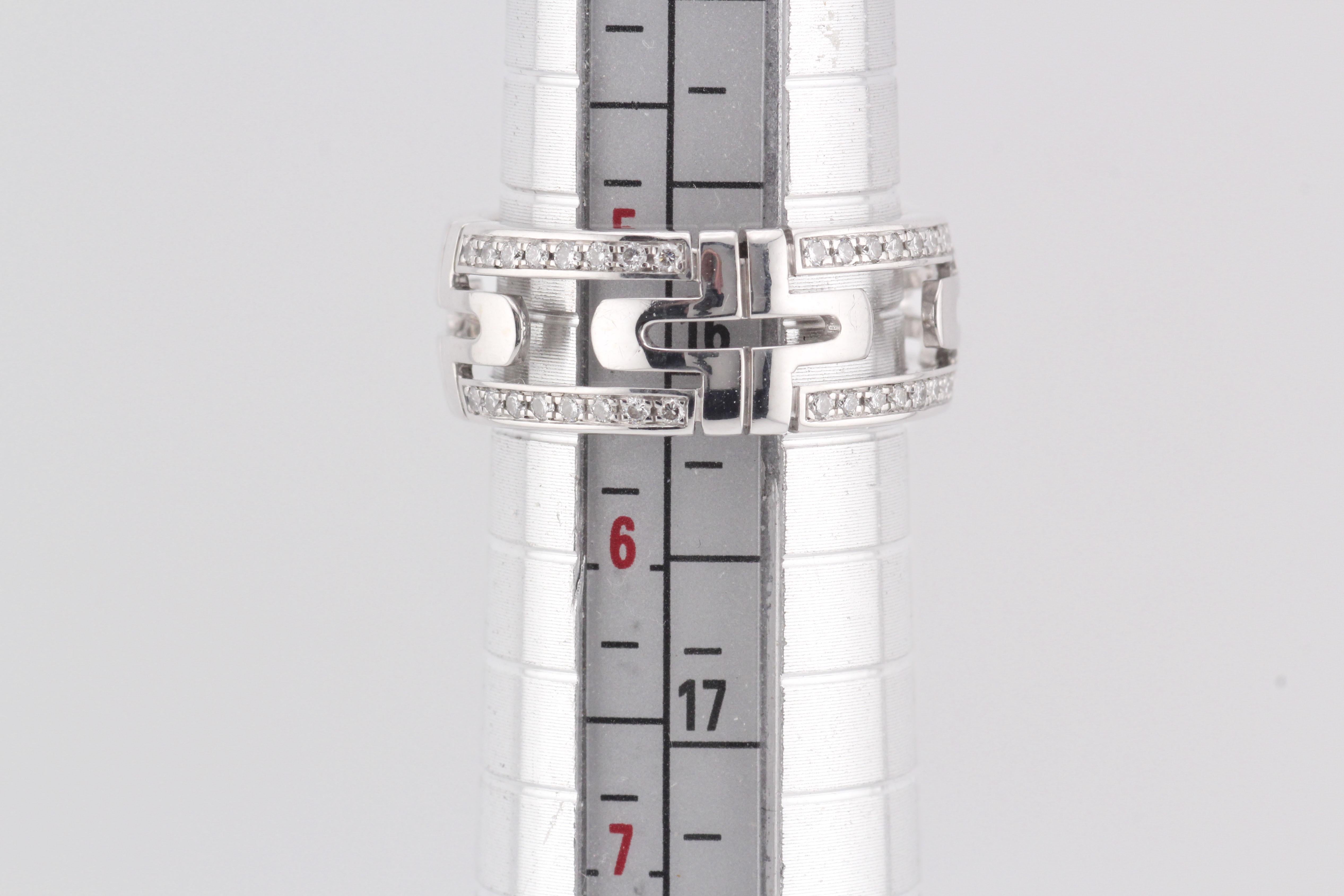 Bulgari Parentesi Diamond 18k White Gold Band Ring Size 5.5 en vente 5