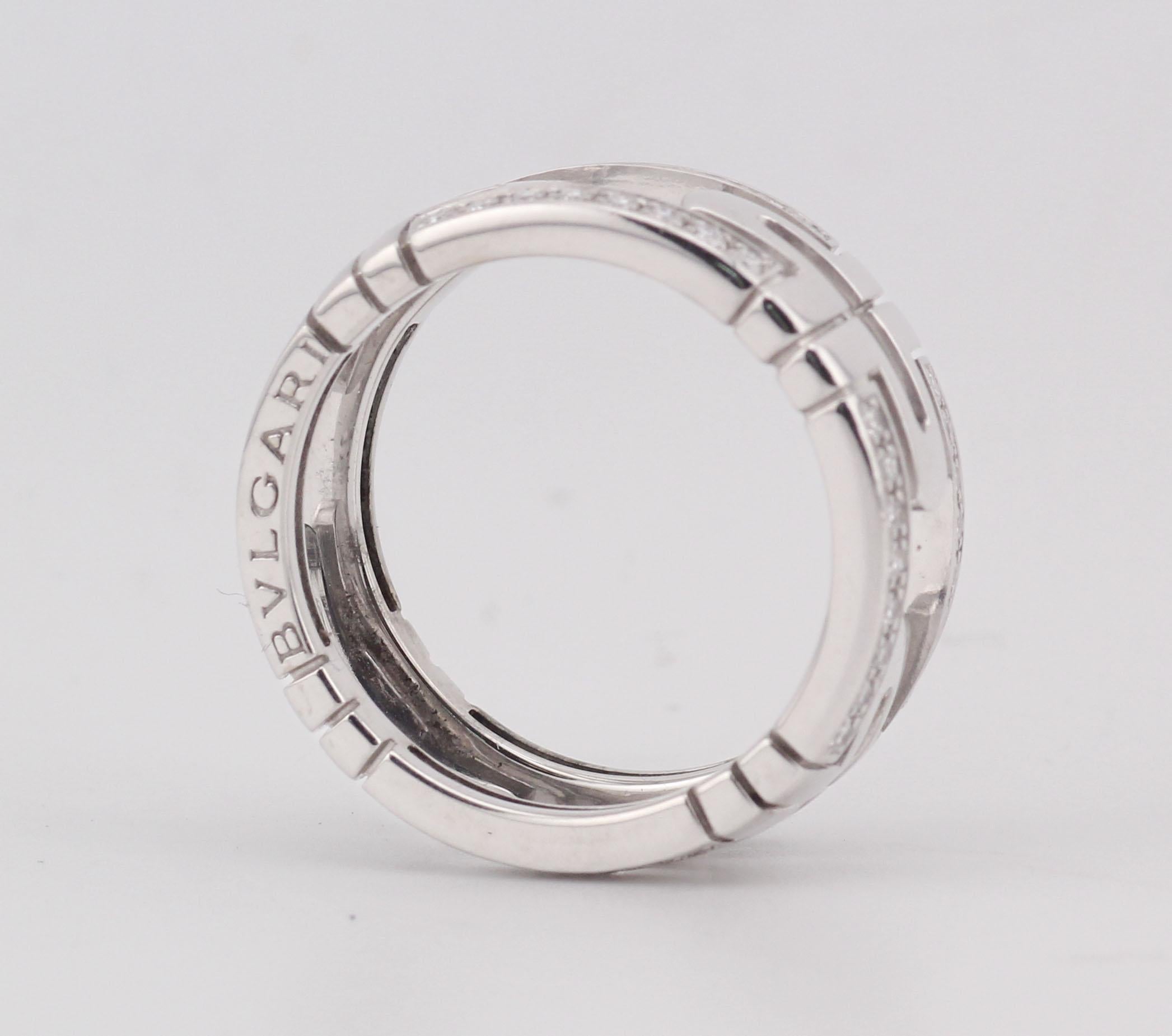 Bulgari Parentesi Diamond 18k White Gold Band Ring Size 5.5 Pour femmes en vente