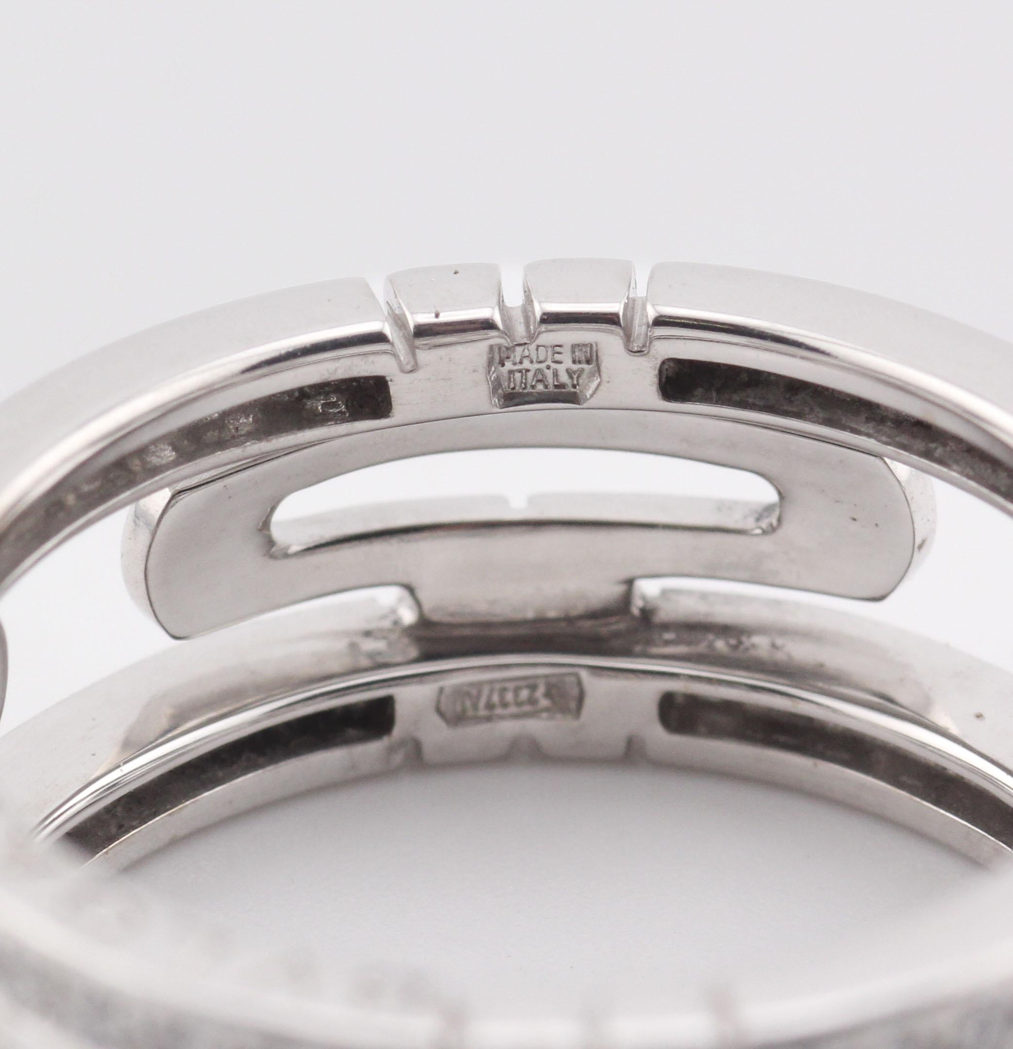 Bulgari Parentesi Diamond 18k White Gold Band Ring Size 5.5 en vente 1