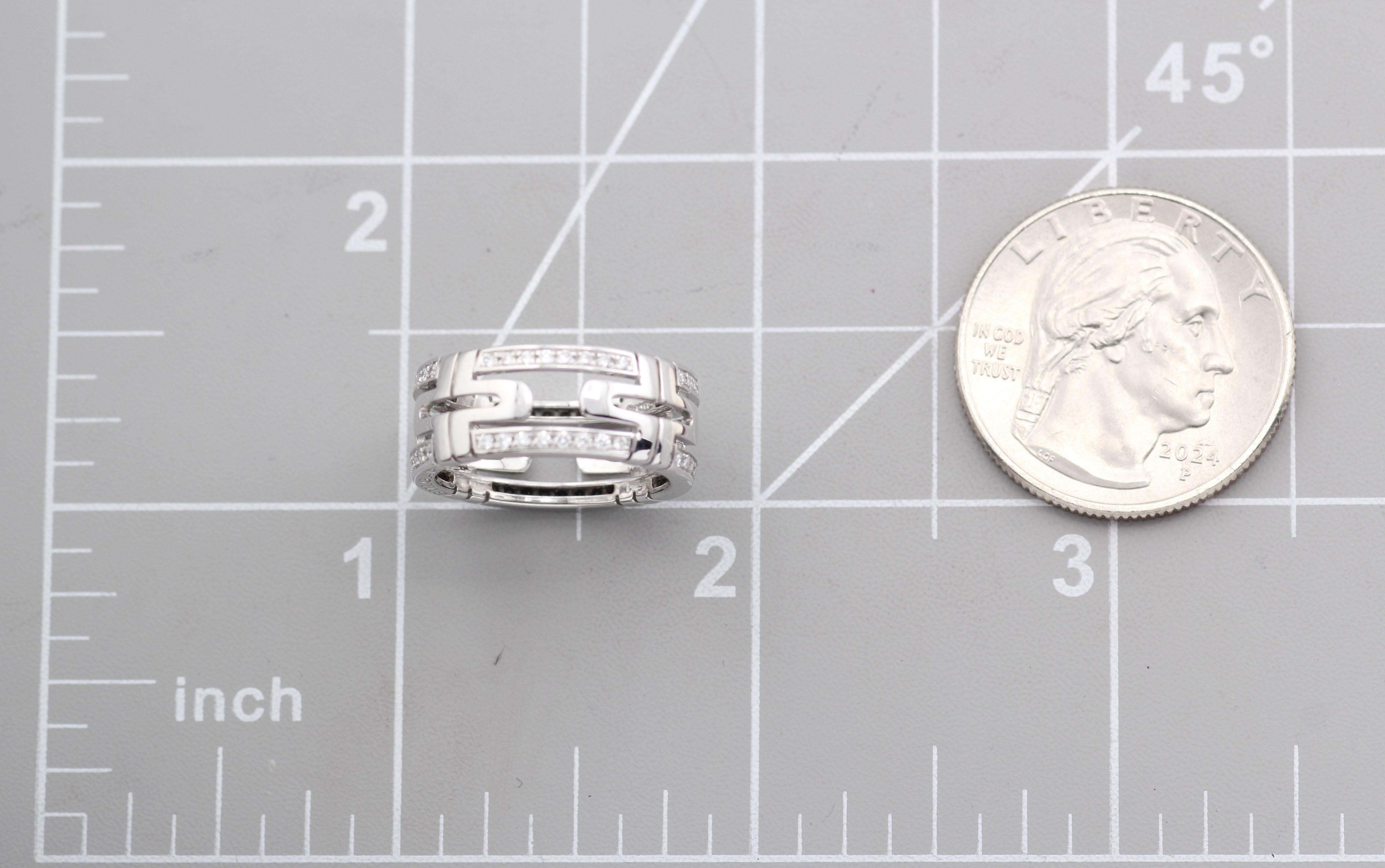 Bulgari Parentesi Diamond 18k White Gold Band Ring Size 5.5 en vente 3