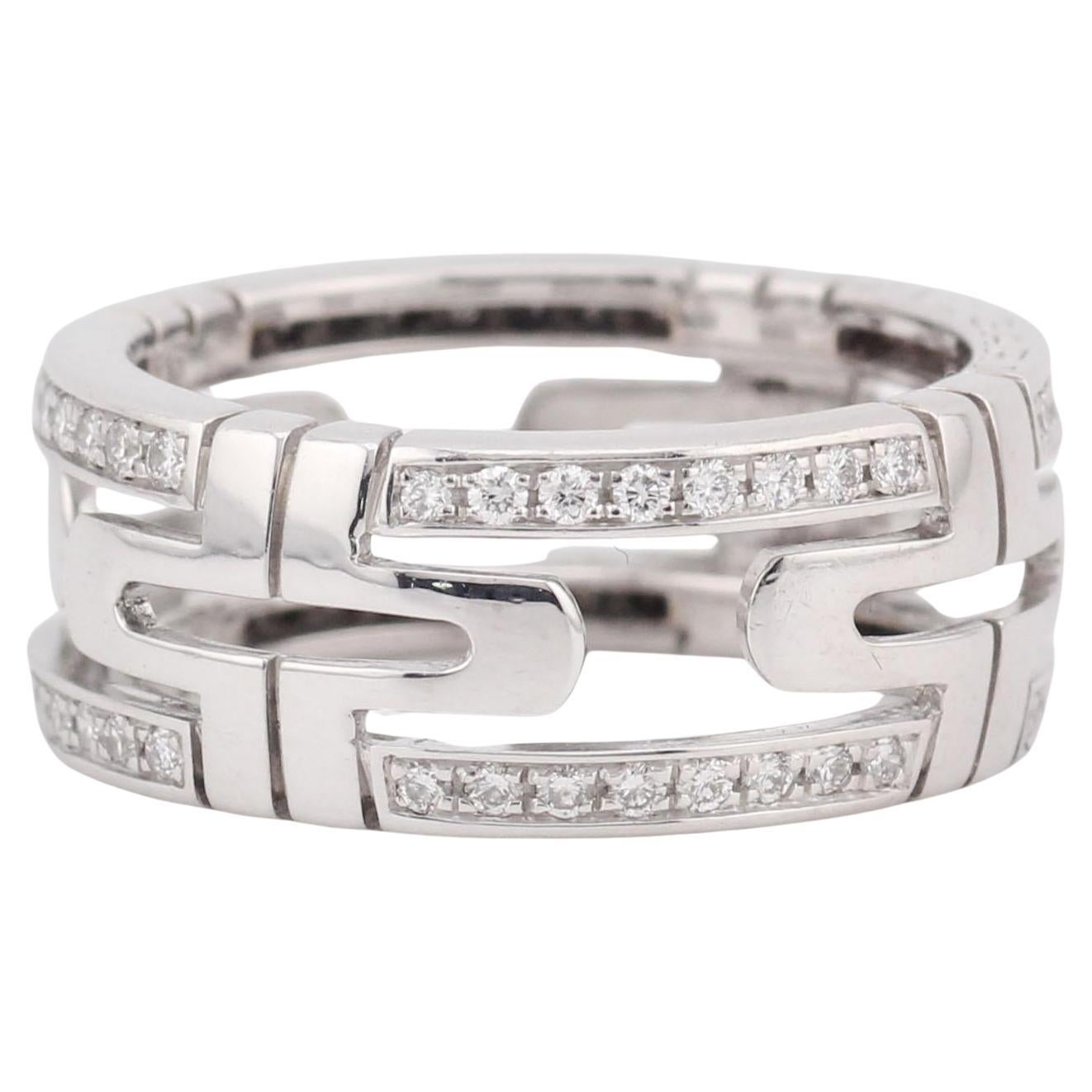 Bulgari Parentesi Diamond 18k White Gold Band Ring Size 5.5