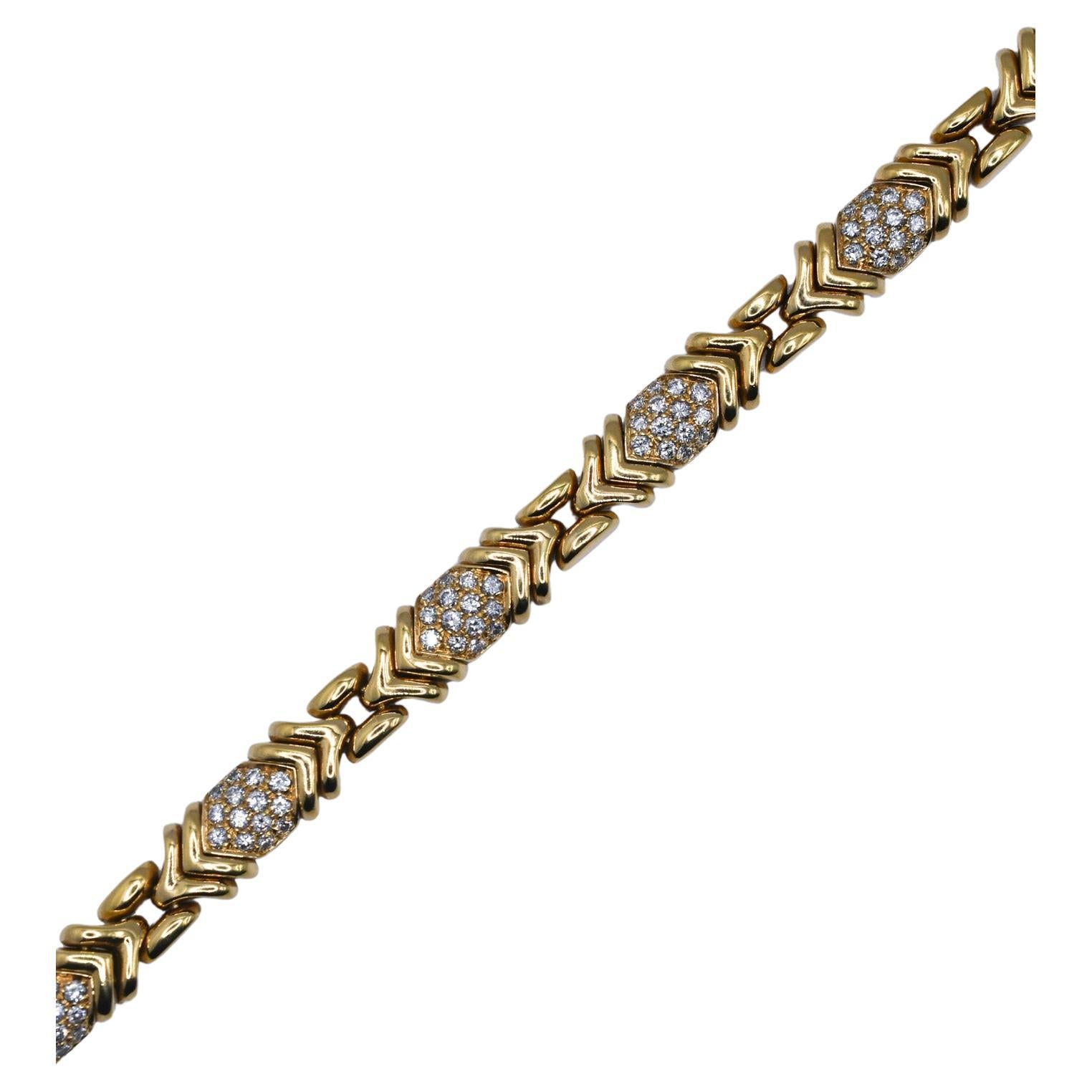 Bulgari Parentesi Diamond and Gold Bracelet, c. 1980 For Sale