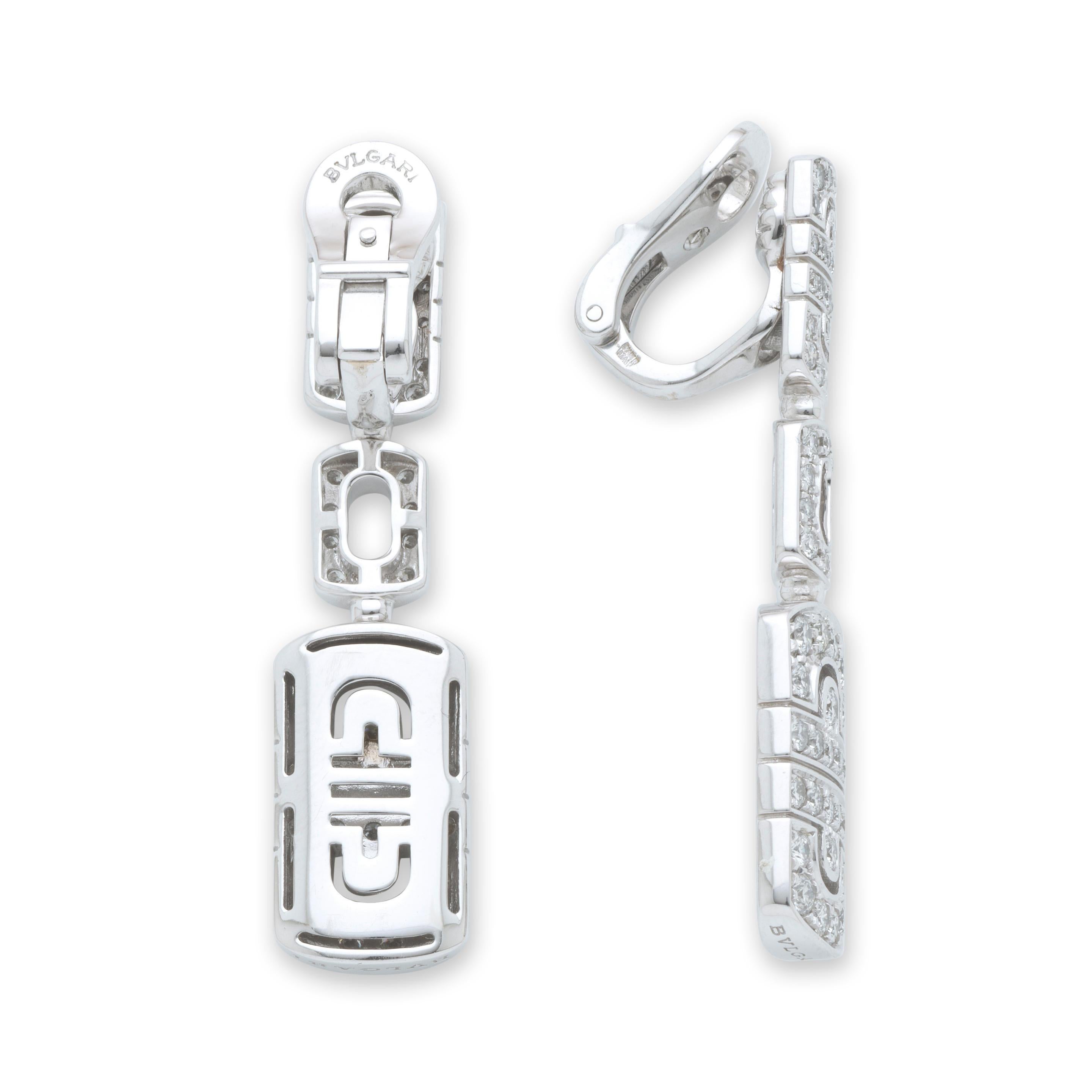 Contemporary Bulgari Parentesi Diamond clip earrings  For Sale