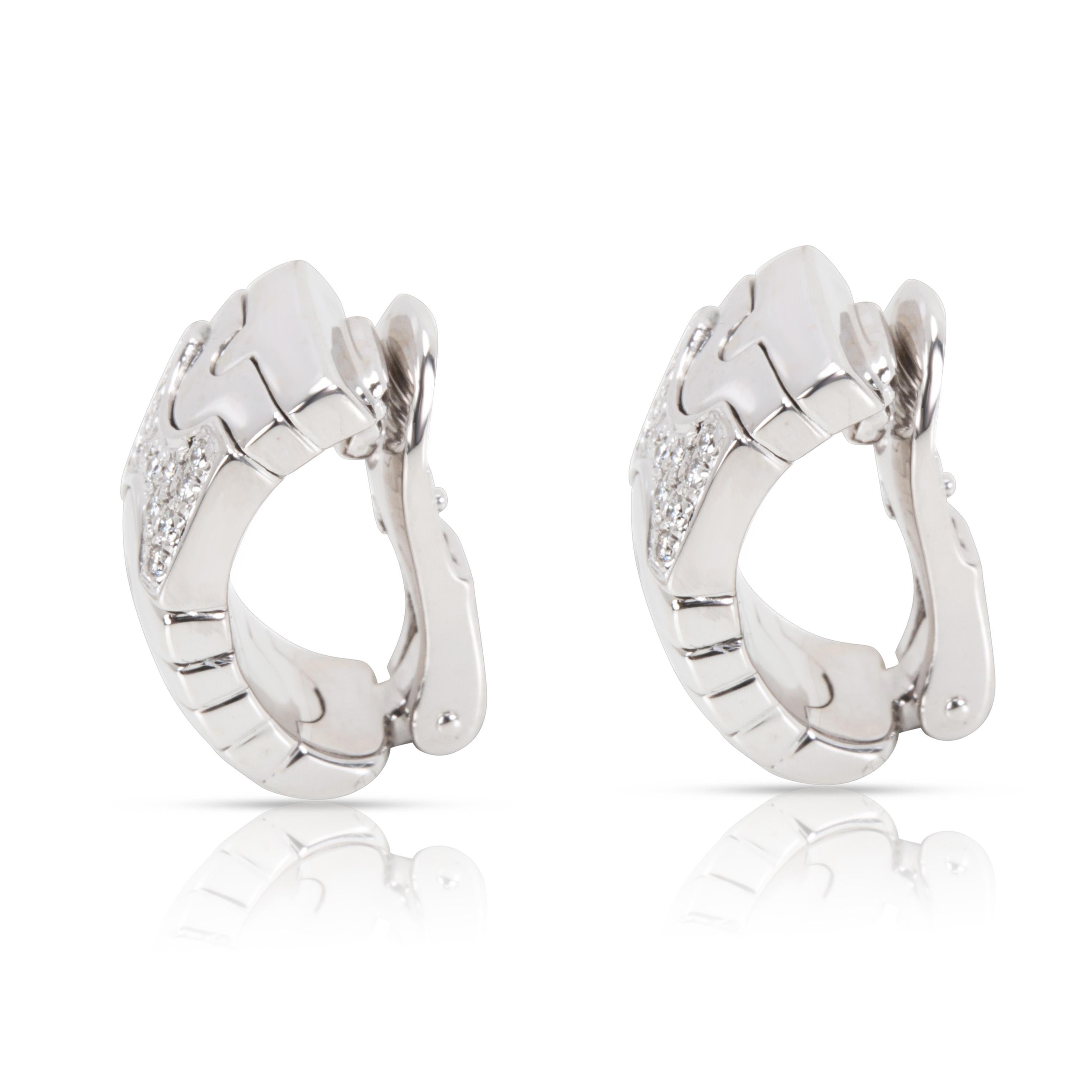 Bulgari Parentesi Diamond Earrings in 18 Karat White Gold 0.5 Carat In Excellent Condition In New York, NY