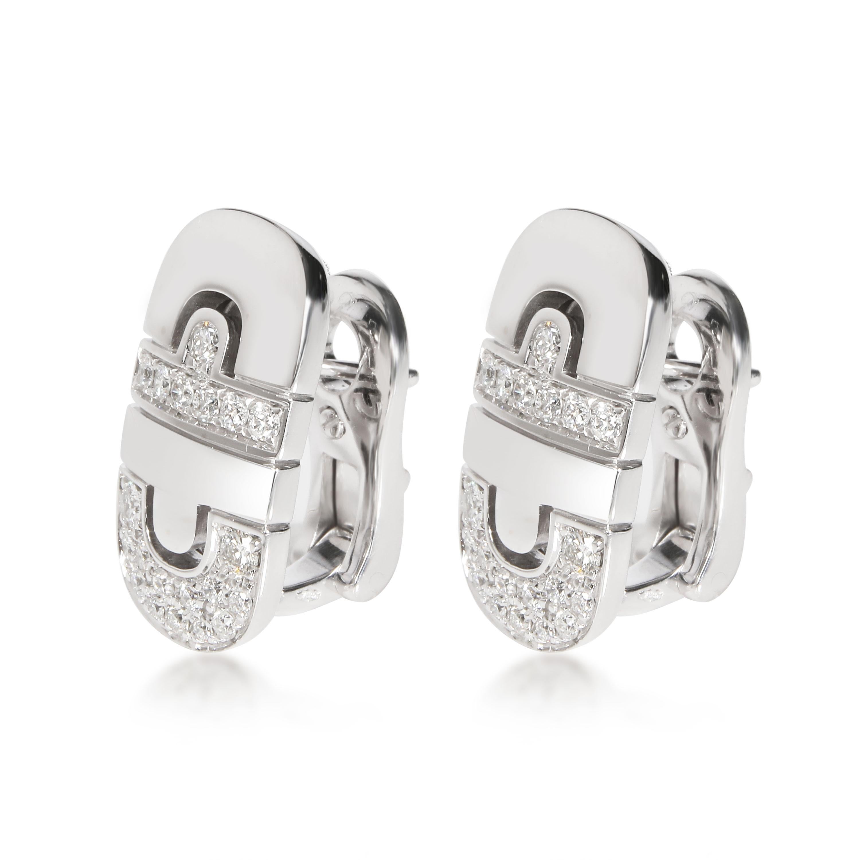 Bulgari Parentesi Diamond Earrings in 18 Karat White Gold 0.75 Carat In Excellent Condition In New York, NY