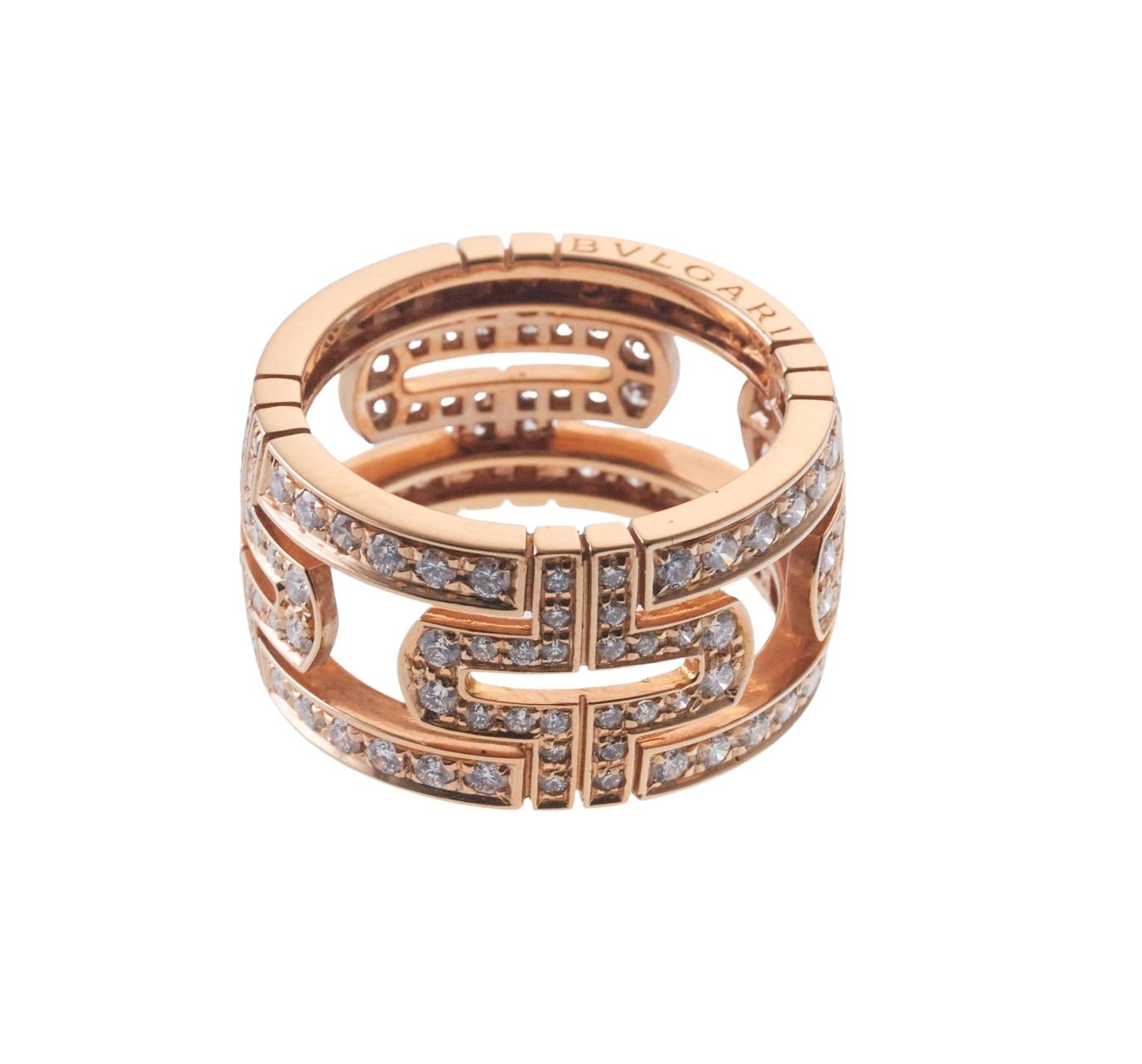 Round Cut Bulgari Parentesi Diamond Gold Band Ring For Sale