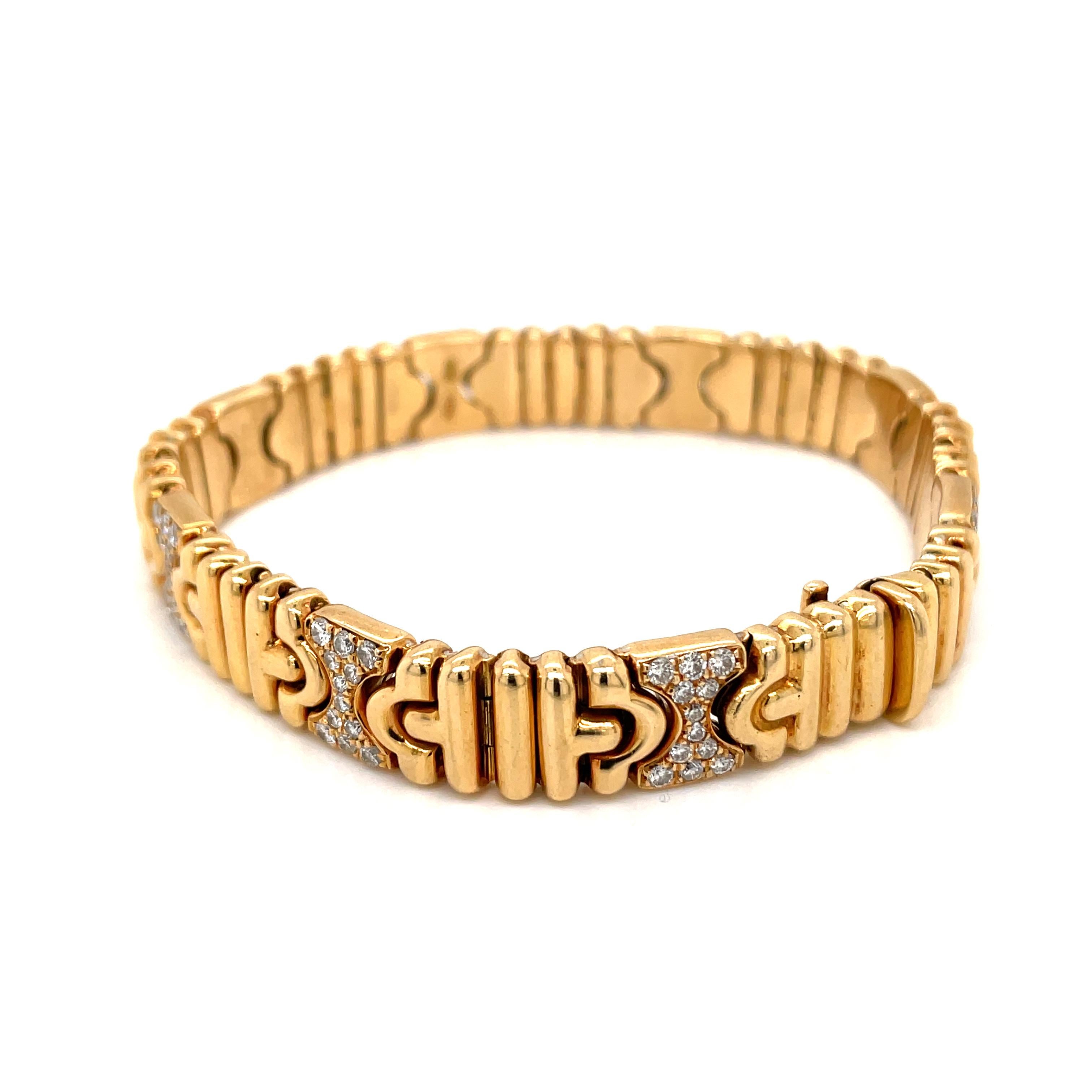 Women's or Men's Bulgari Parentesi Diamond Gold Bracelet