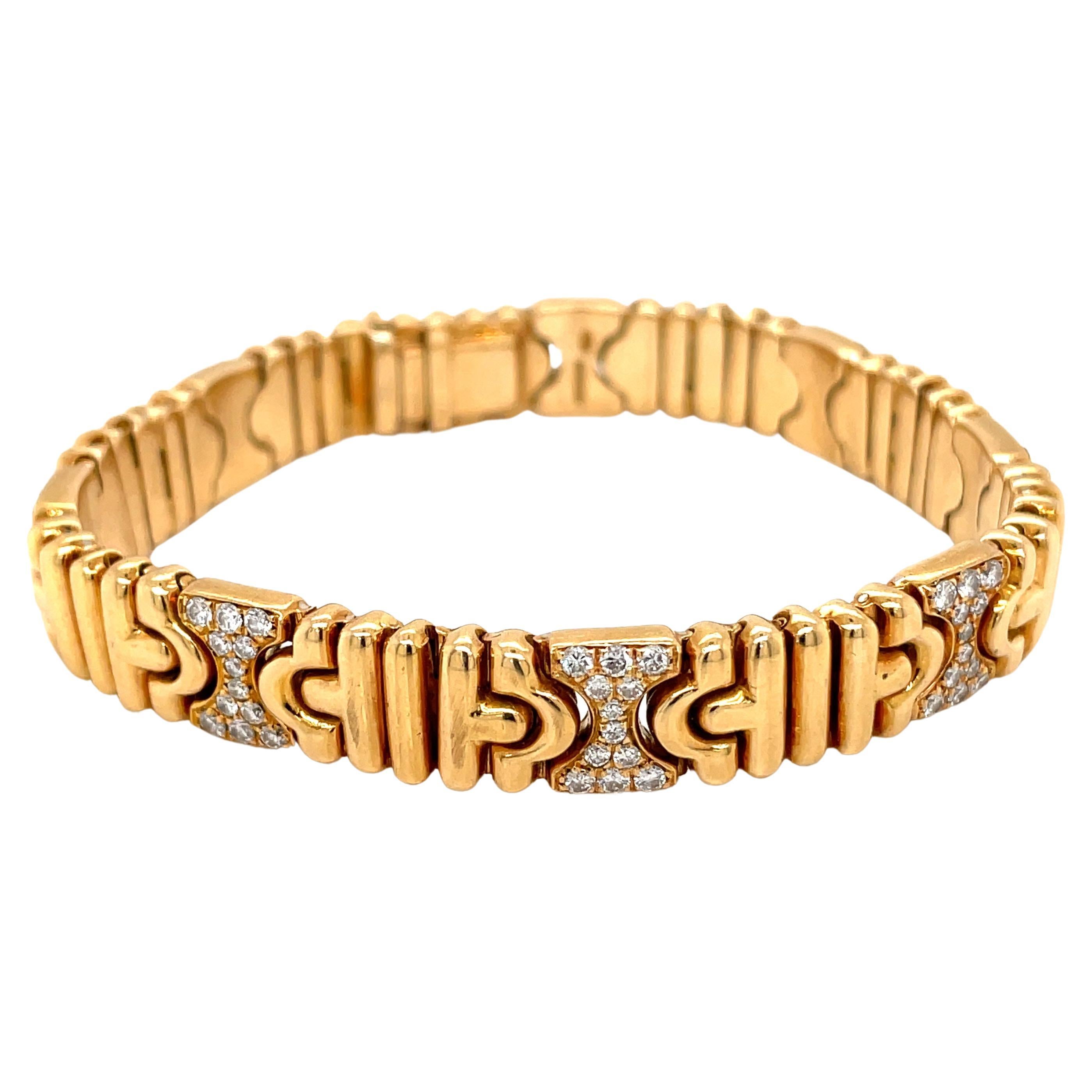 Bulgari Parentesi Diamant-Gold-Armband im Angebot bei 1stDibs