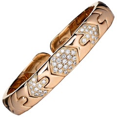 Bulgari Parentesi Diamond Gold Cuff Bracelet