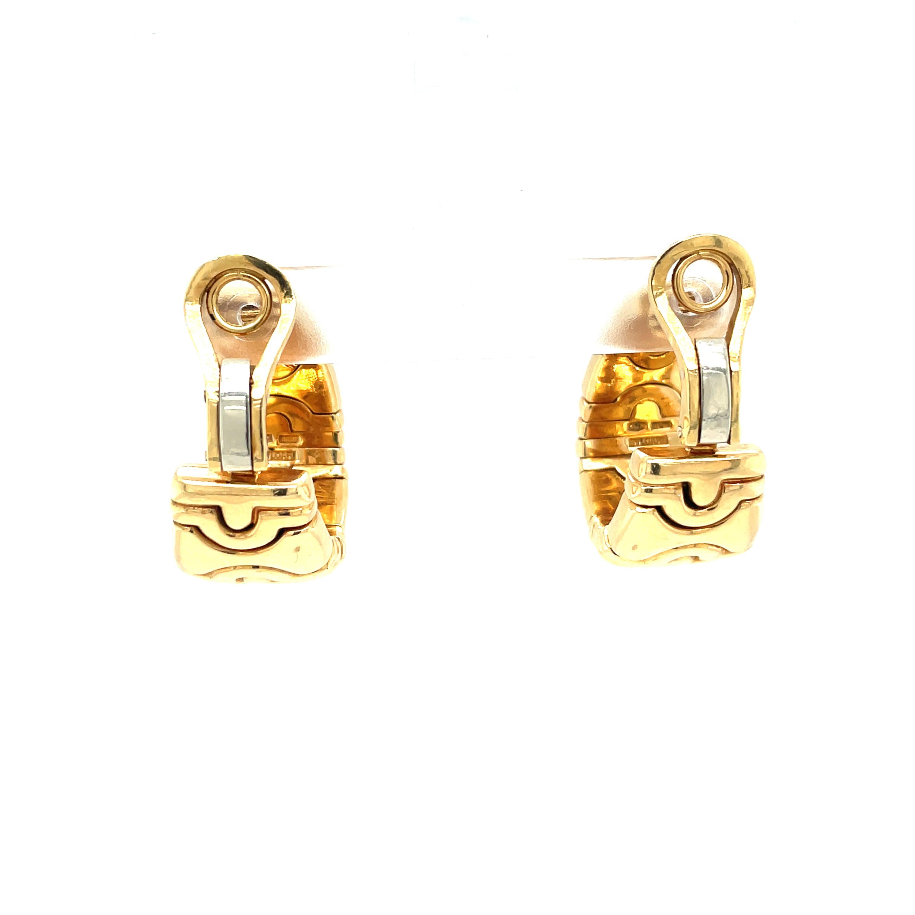 Women's or Men's Bulgari Parentesi Diamond Gold Earrings