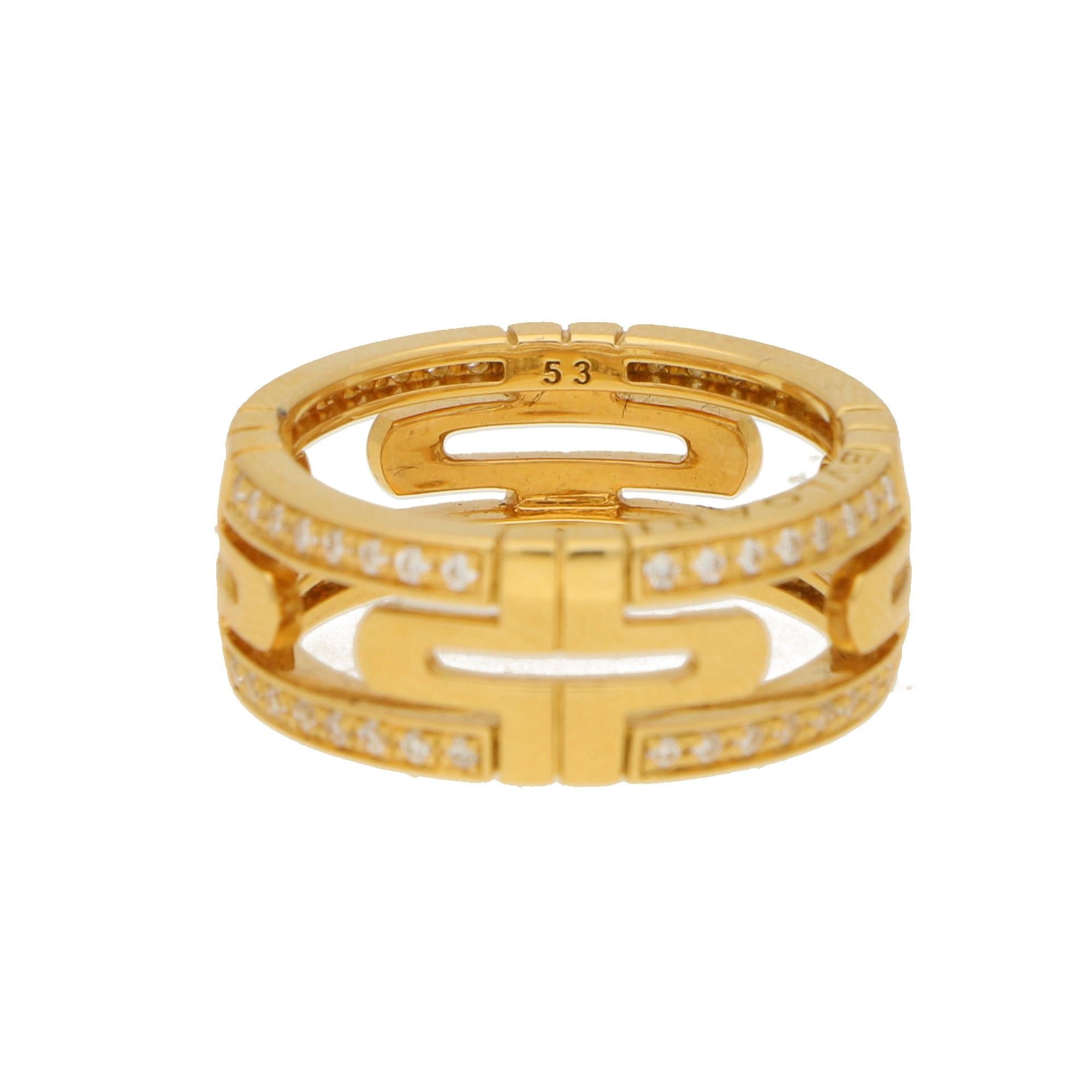 Round Cut Bvlgari Parentesi Diamond Eternity Ring in 18K Yellow Gold