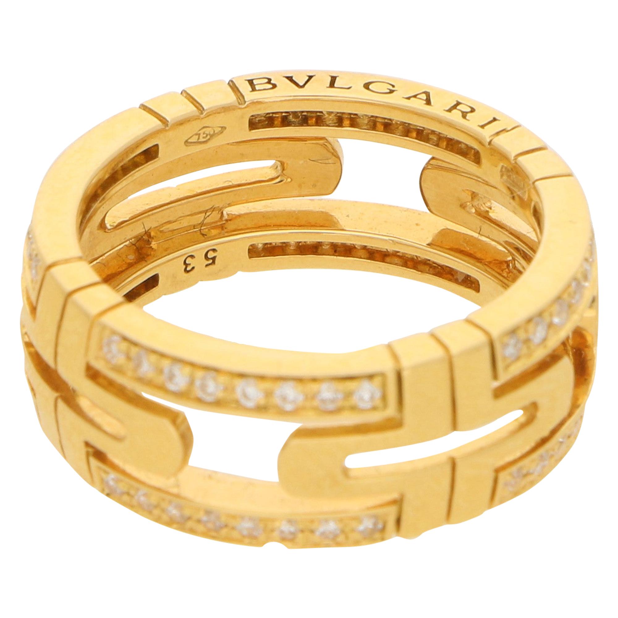 Bvlgari Parentesi Diamond Eternity Ring in 18K Yellow Gold