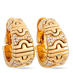 Bulgari Parentesi Diamant-Gelbgold-Ohrringe mit Clip