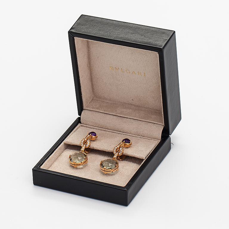 Women's BULGARI - Parentesi Earrings Amethyst Prasiolite and Diamonds