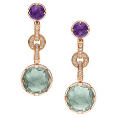 BULGARI - Parentesi Earrings Amethyst Prasiolite and Diamonds