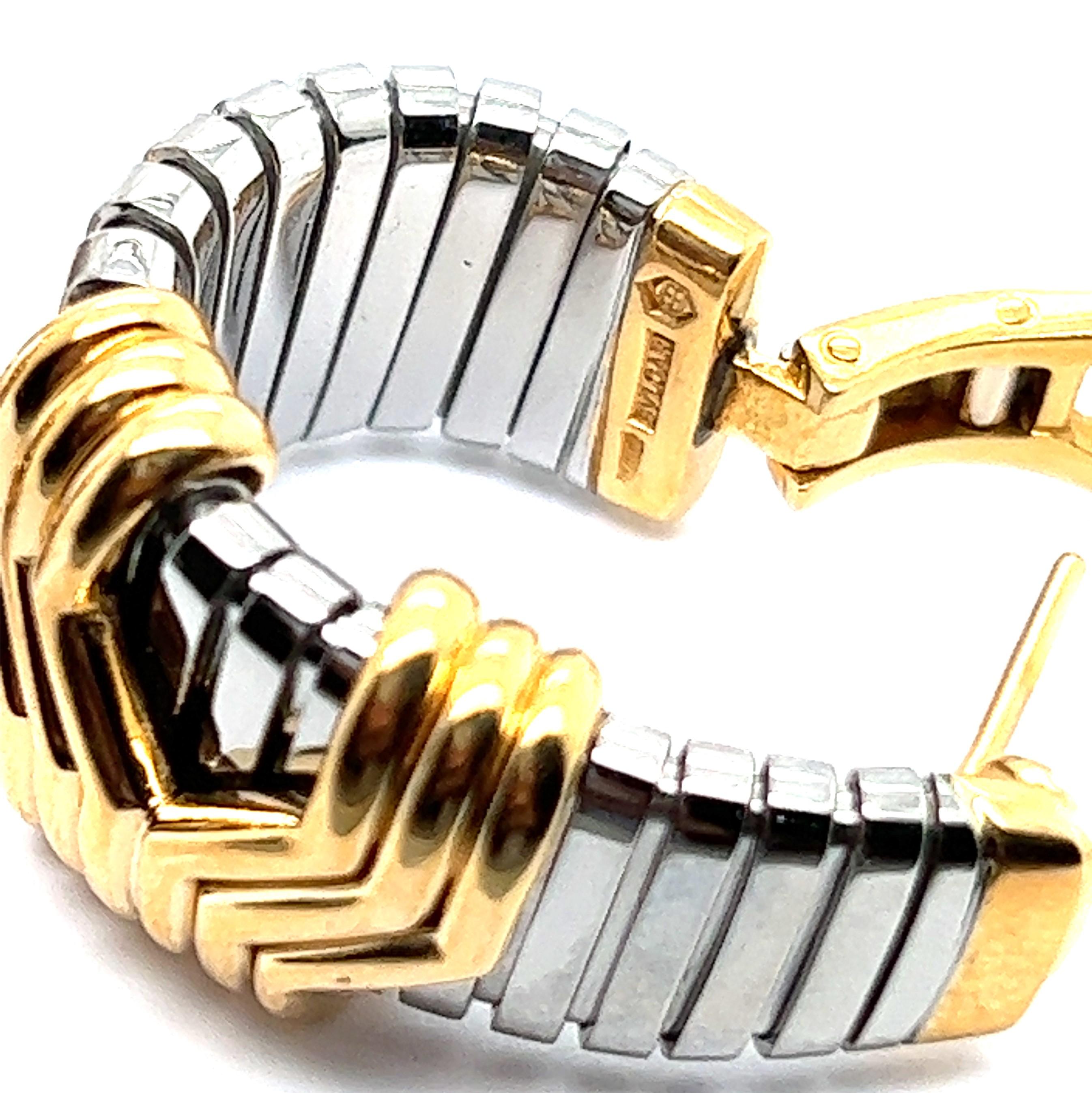 Bulgari 'Parentesi' Earrings in 18 Karat Yellow Gold & Stainless Steel 2