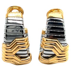 Bulgari 'Parentesi' Earrings in 18 Karat Yellow Gold & Stainless Steel