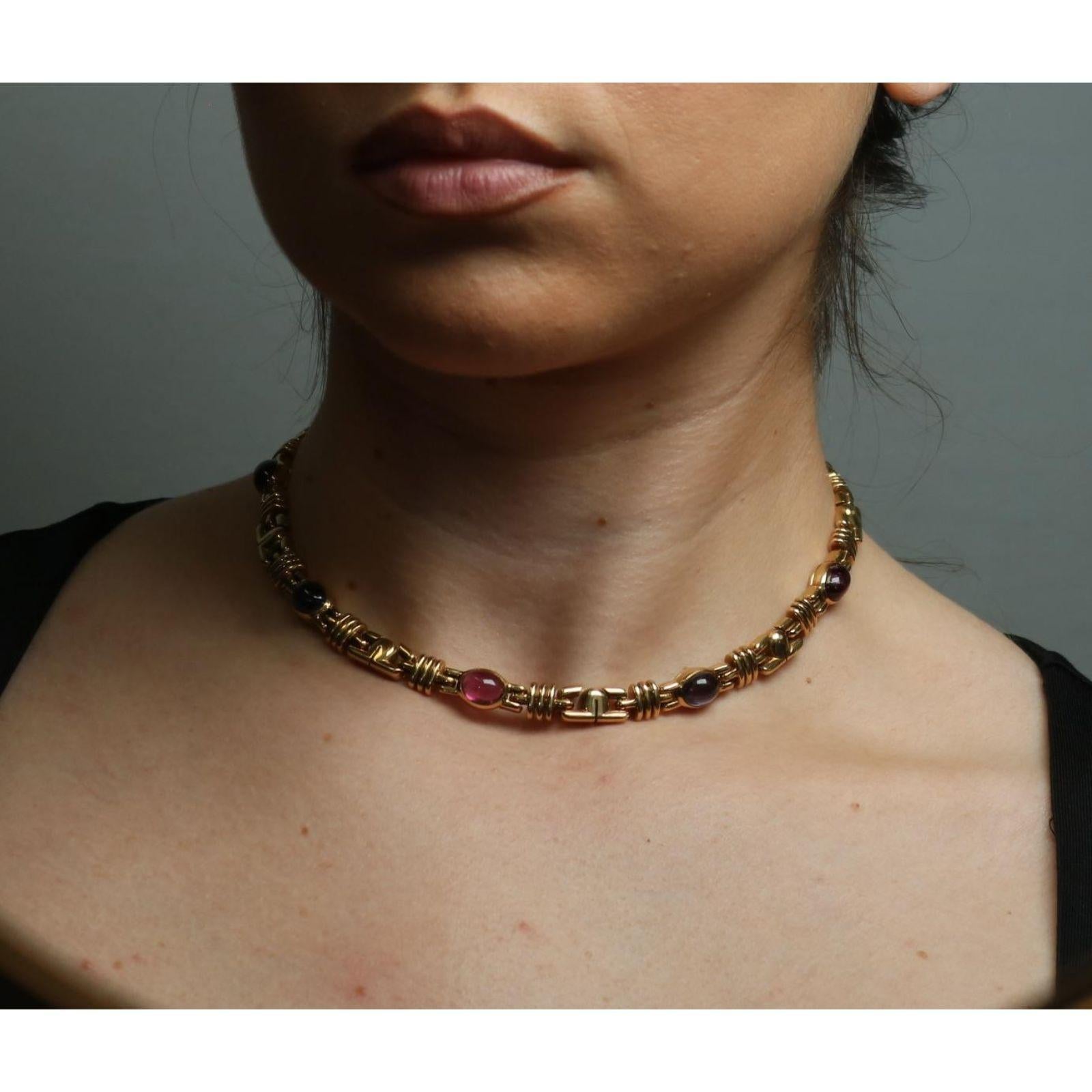 Bulgari Parentesi Gemstone Necklace Or jaune 18K Iolite Tourmaline ~17.9ctw 10