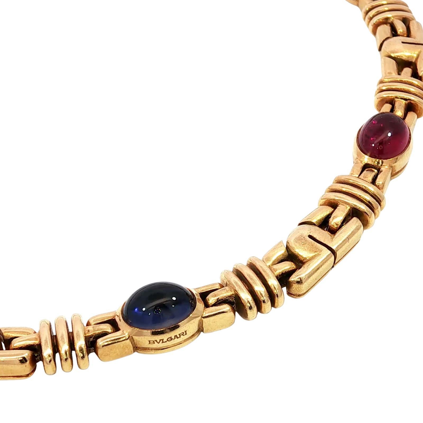 Bulgari Parentesi Gemstone Necklace Or jaune 18K Iolite Tourmaline ~17.9ctw Bon état à Fairfield, CT