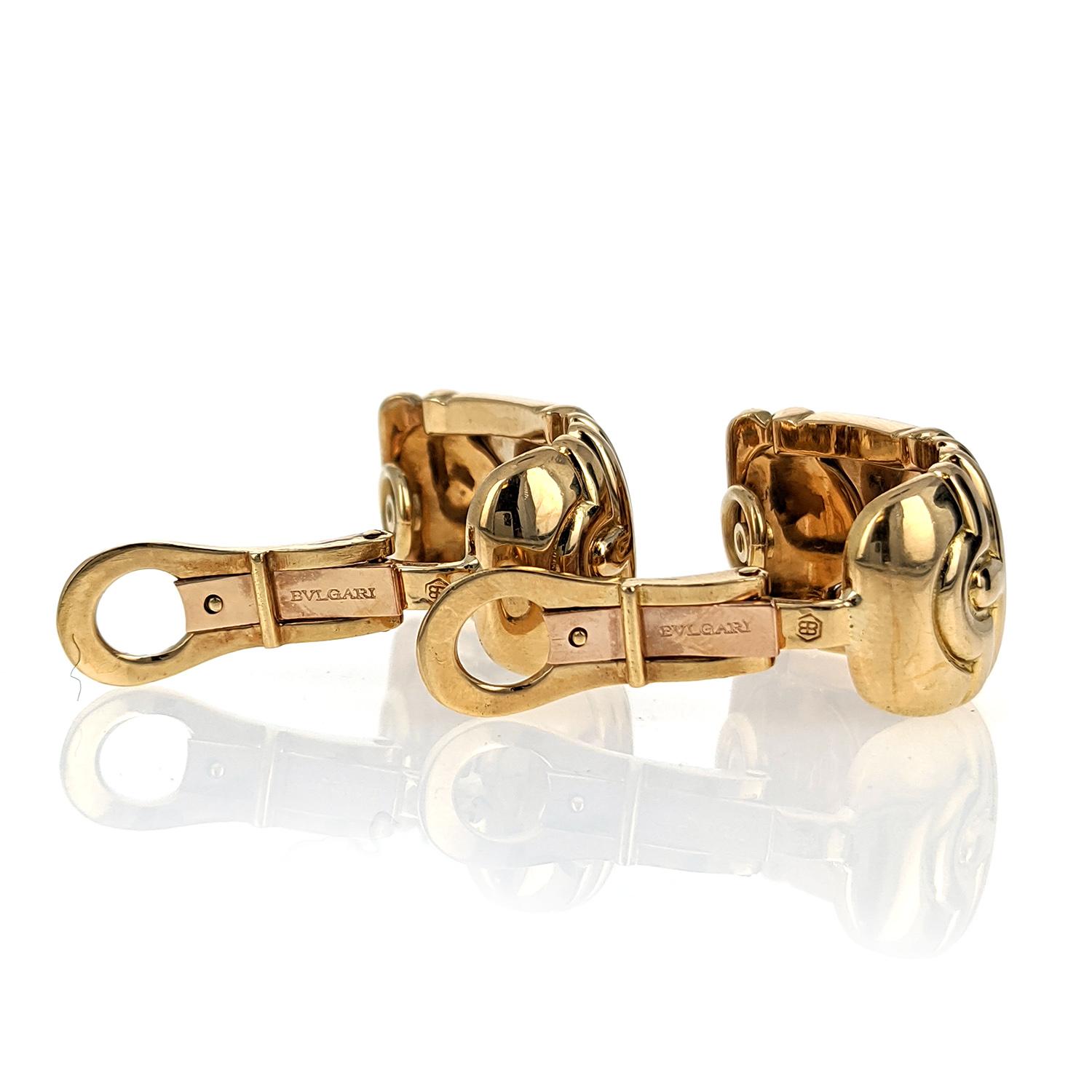 Bulgari Parentesi 1980s Yellow Gold Silver Clip Earrings In Good Condition In New York, NY