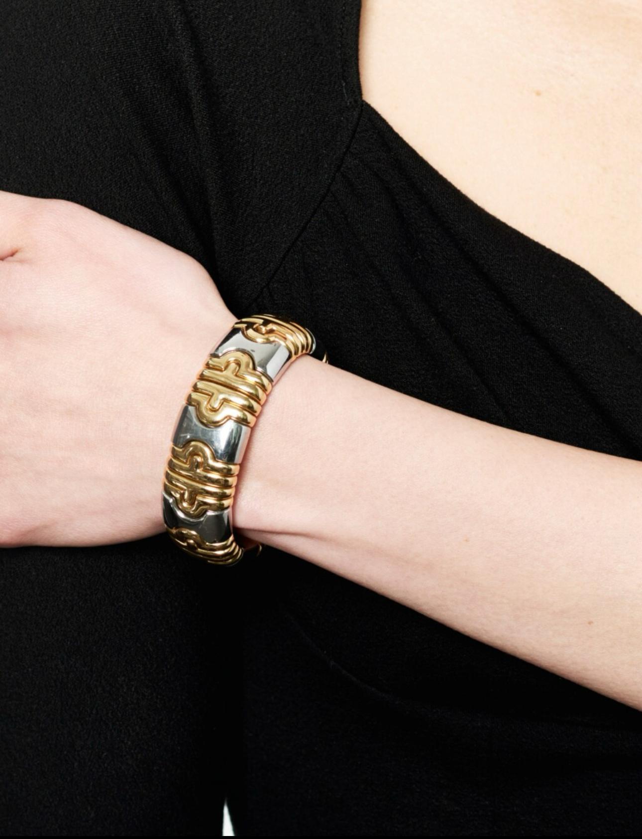 Bulgari Parentesi Gold  and Steel Cuff Bangle 1
