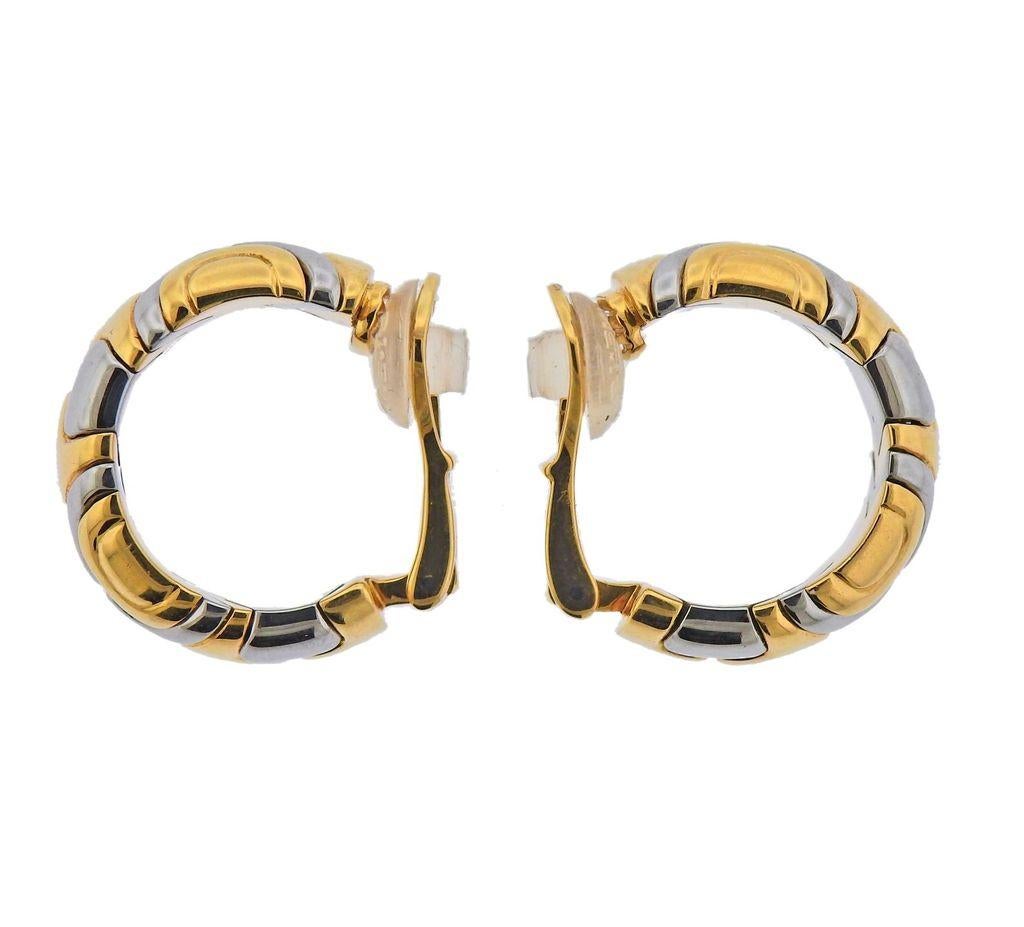 Bulgari Parentesi Gold Steel Hoop Earrings 1