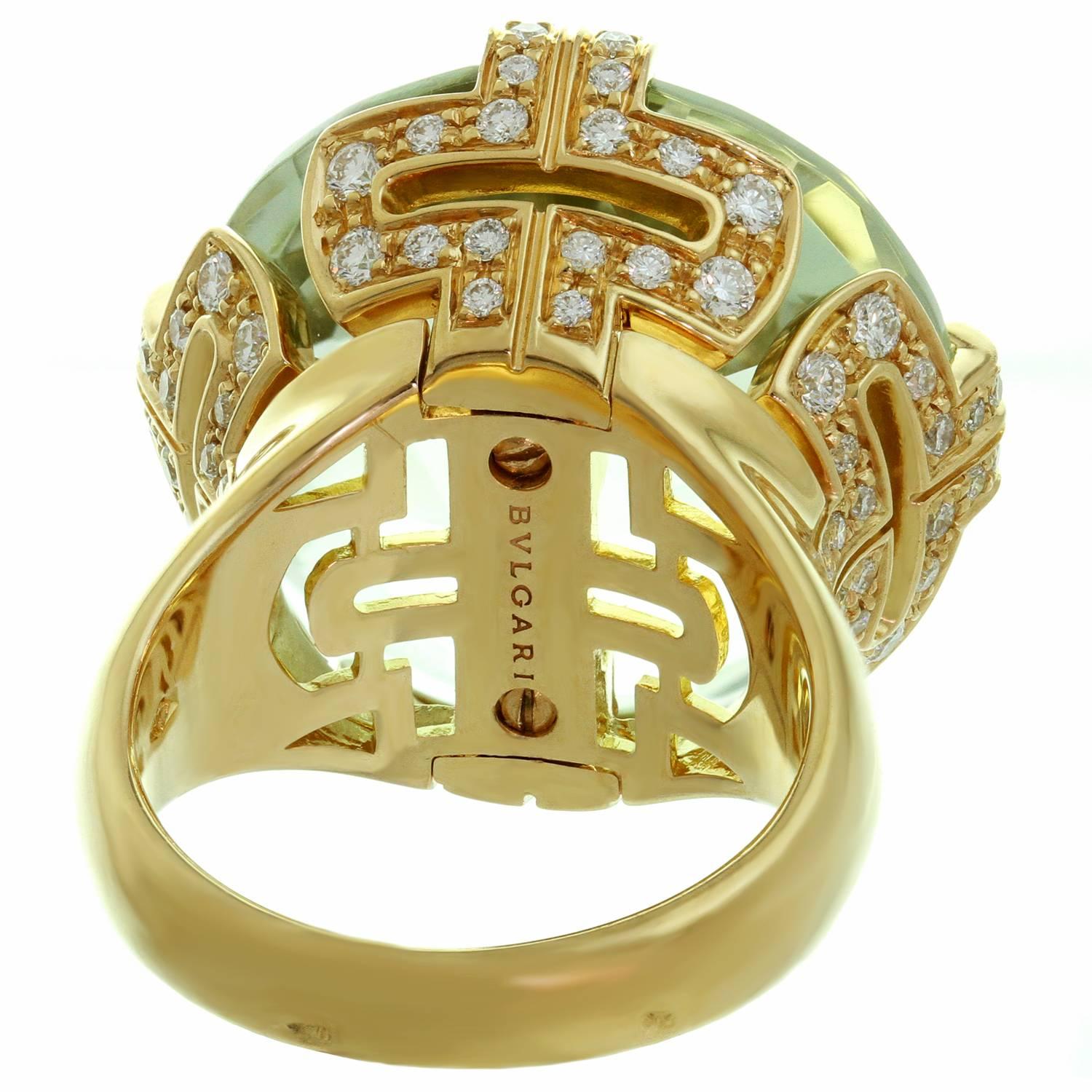 Bulgari Parentesi Green Beryl Diamond Rose Gold Cocktail Ring 1