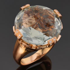 BULGARI Parentesi Hellgrün-blauer Beryll-Diamant-Rosegold-Cocktailring