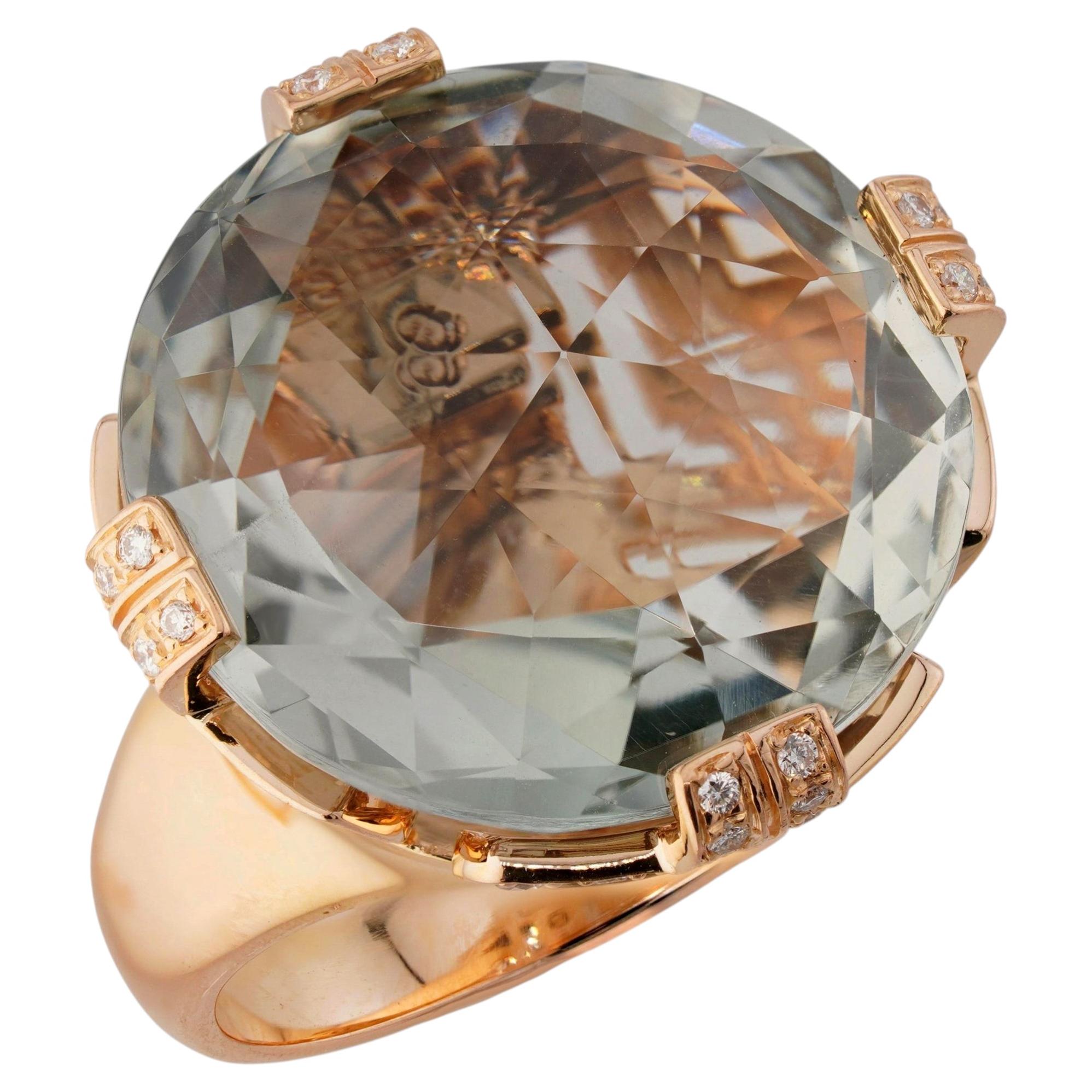 BULGARI Parentesi Béryl vert-bleu Diamant or rose Bague de cocktail