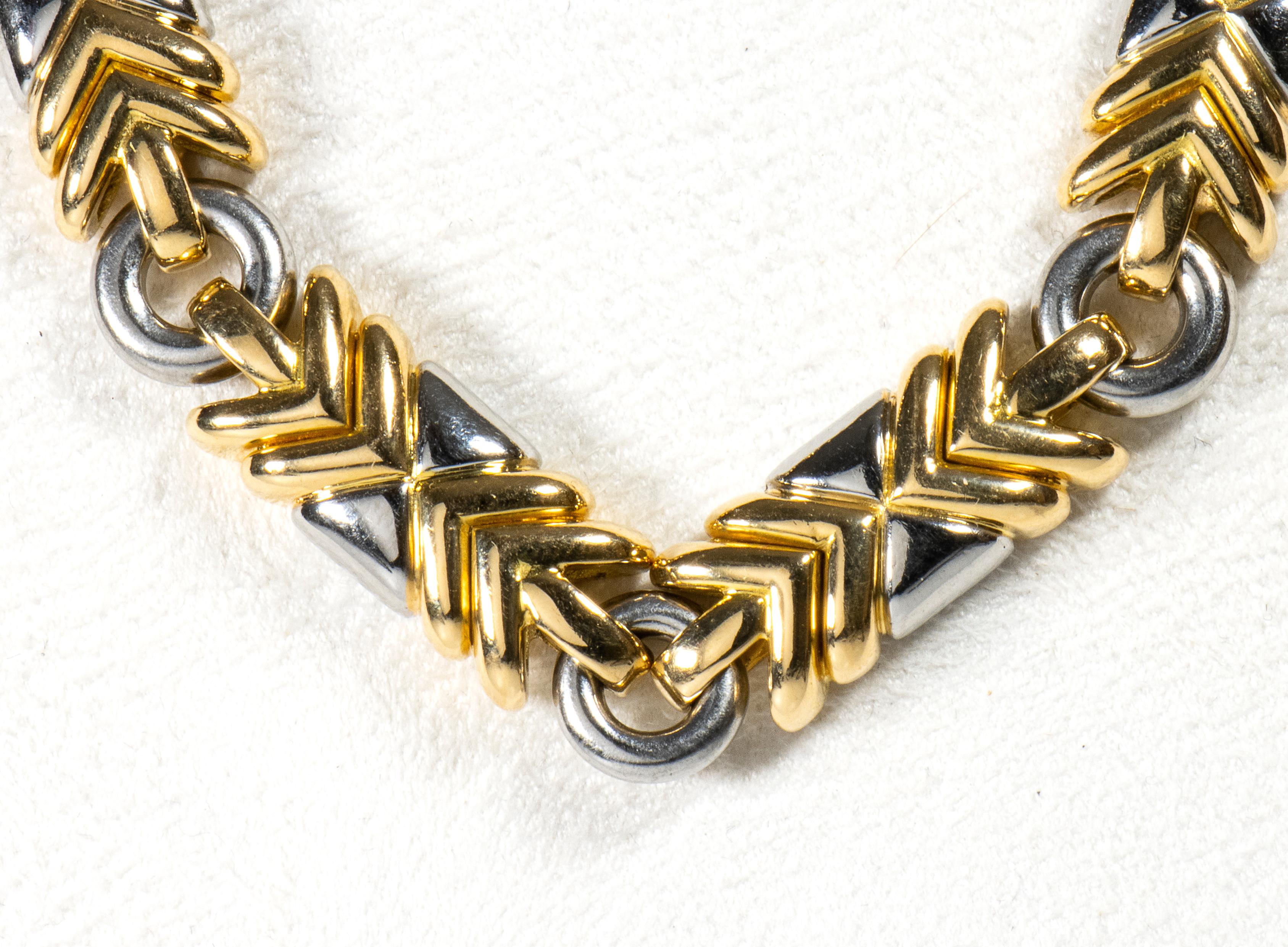 Bulgari Parentesi Necklace 18 Karat Gold and Stainless Steel In Excellent Condition In Roma, IT