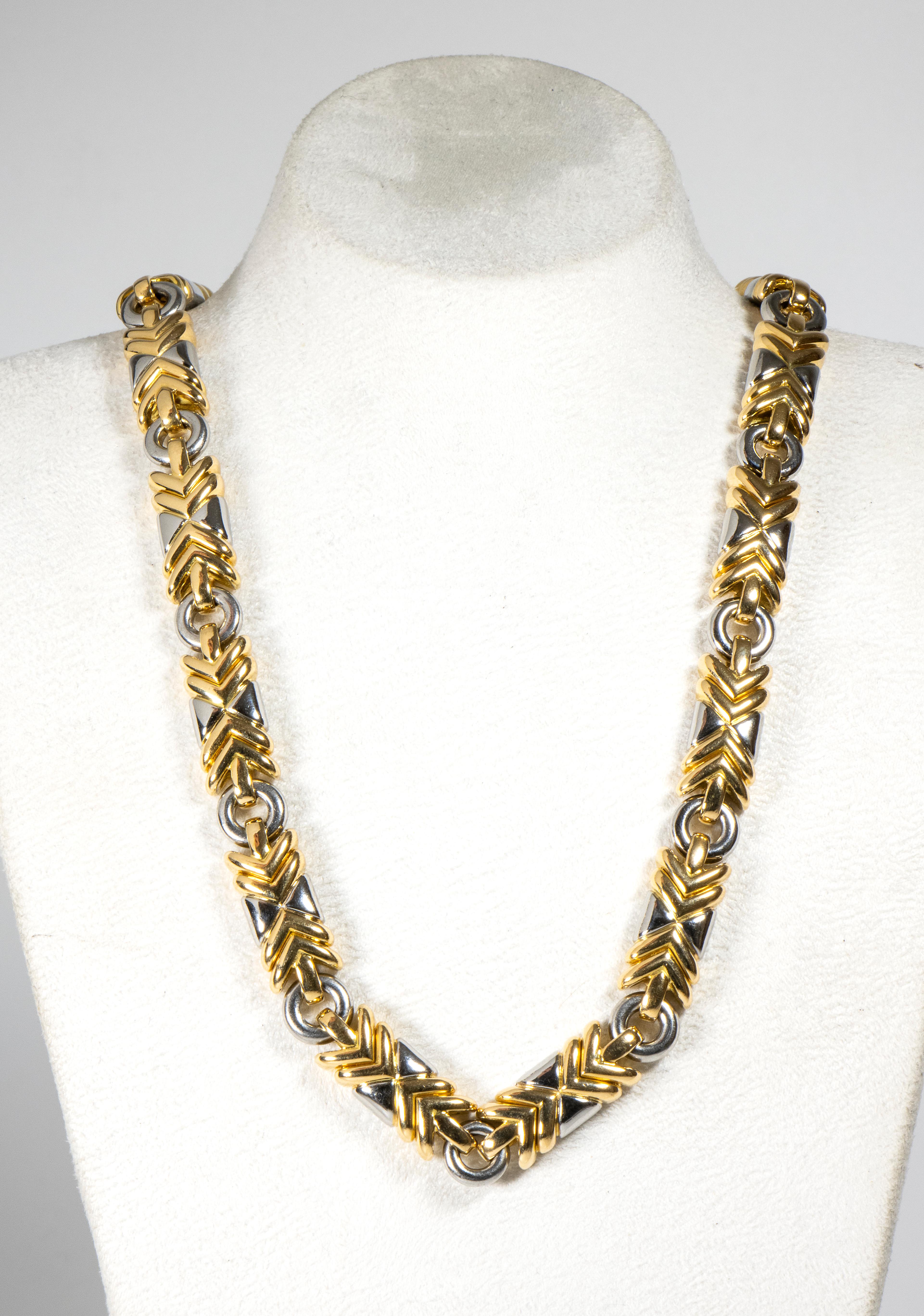 Women's Bulgari Parentesi Necklace 18 Karat Gold and Stainless Steel