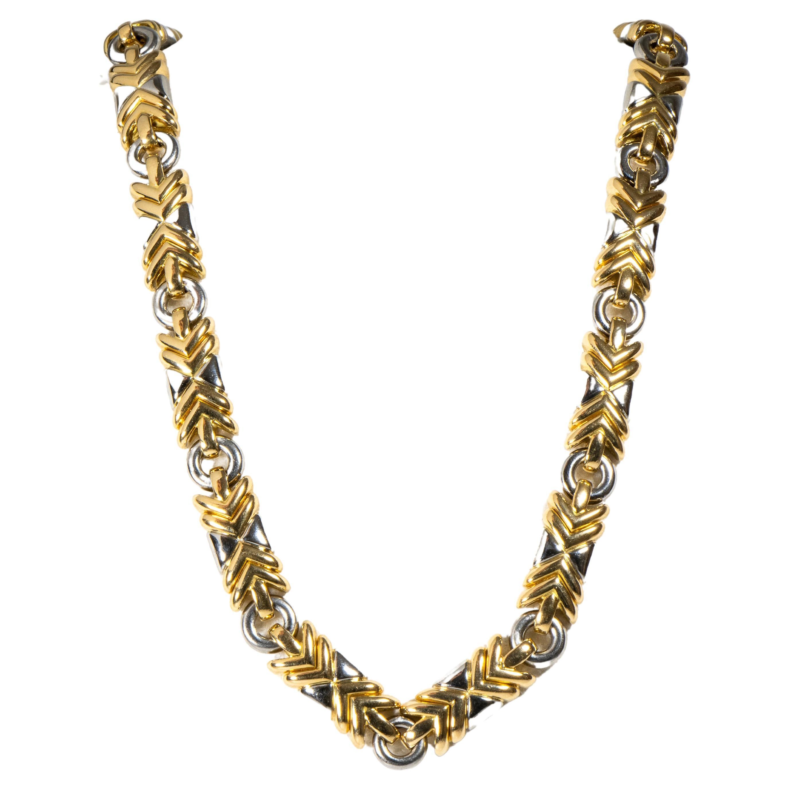Bulgari Parentesi Halskette aus 18 Karat Gold und Edelstahl