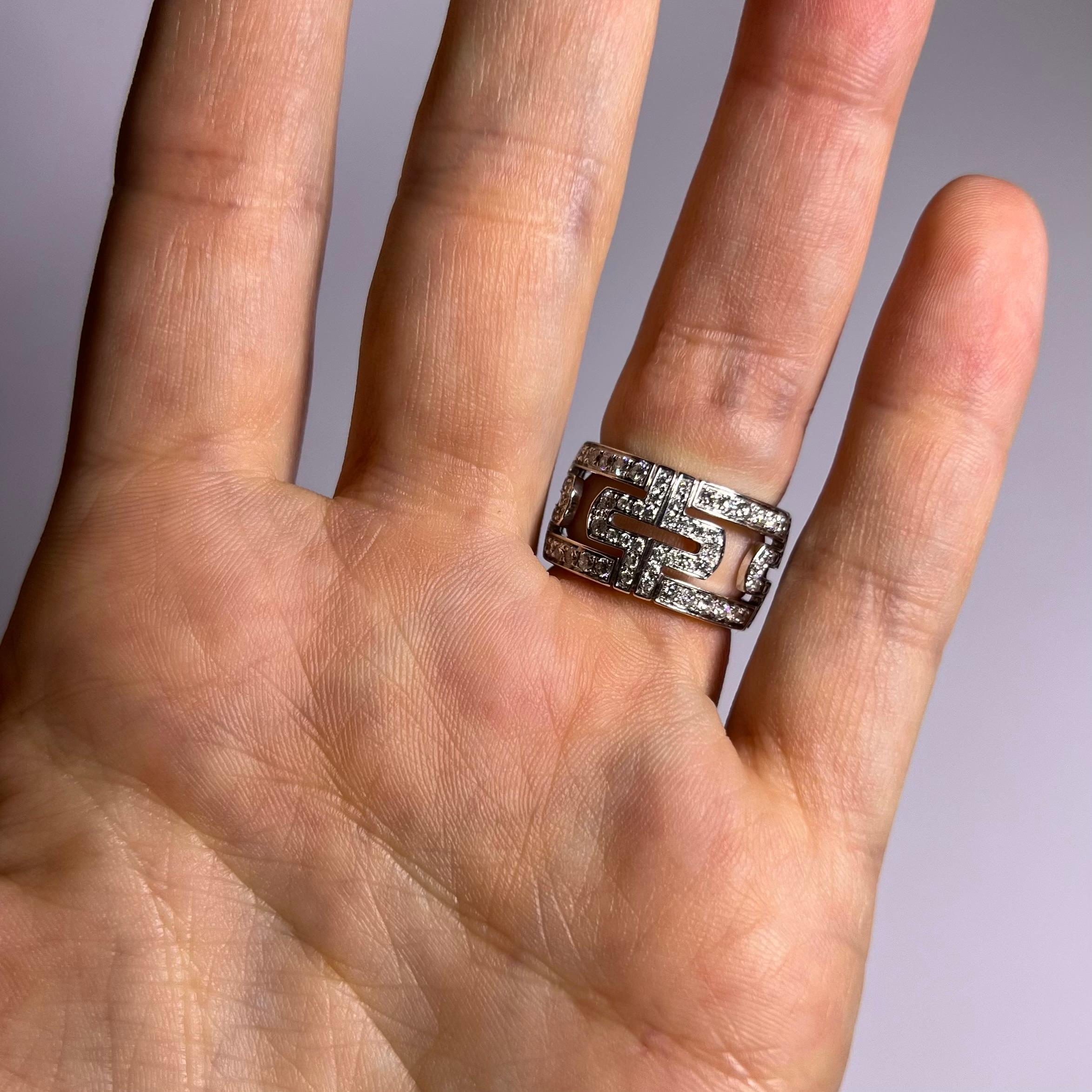 Bulgari 'Parentesi Openwork' Diamond Ring in 18 Karat White Gold For Sale 1