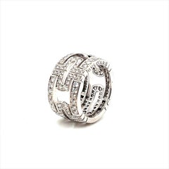 Bulgari 'Parentesi Openwork' Diamond Ring in 18 Karat White Gold