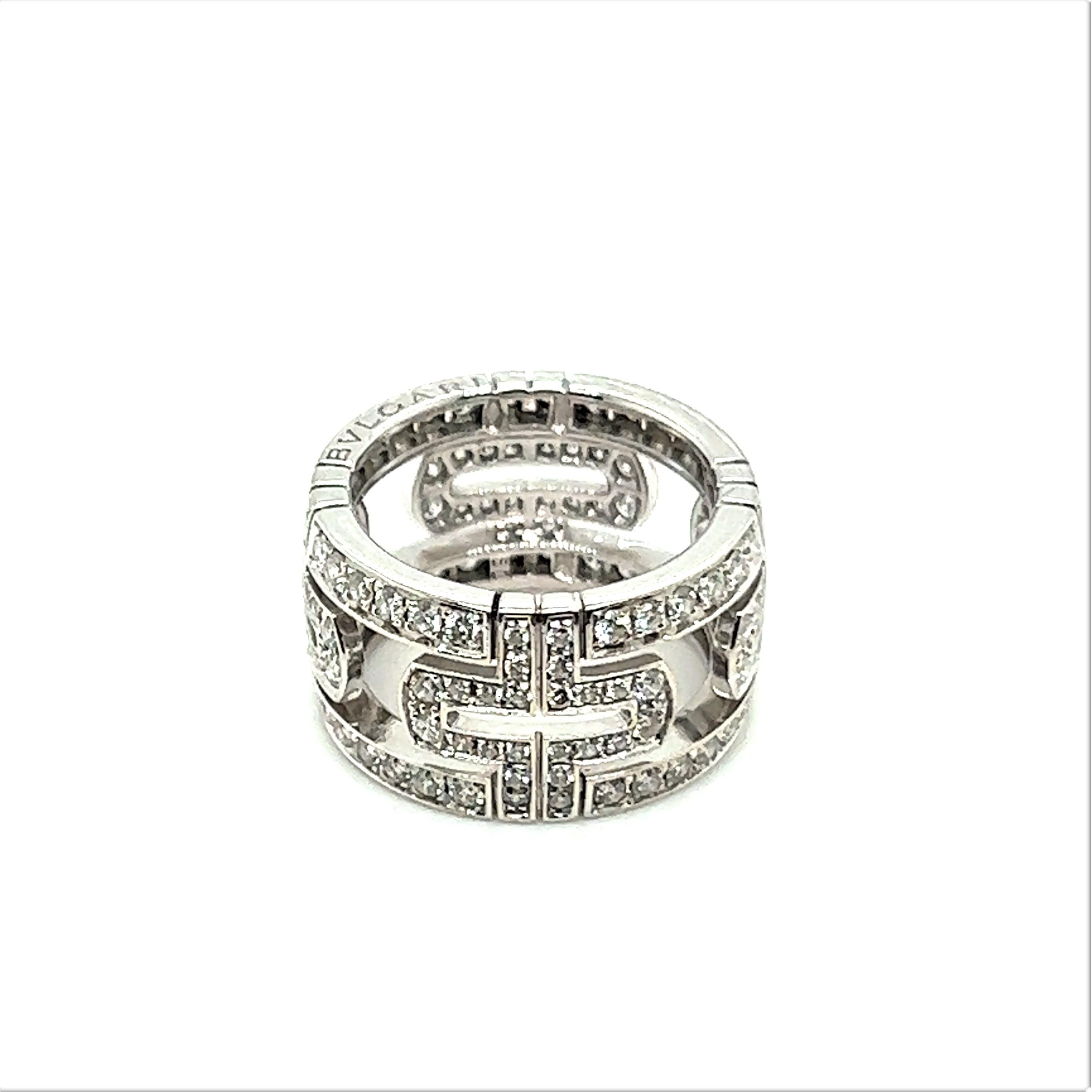 Bulgari, bague « Parisi Openwork » en or blanc 18 carats et diamants Excellent état - En vente à Lucerne, CH