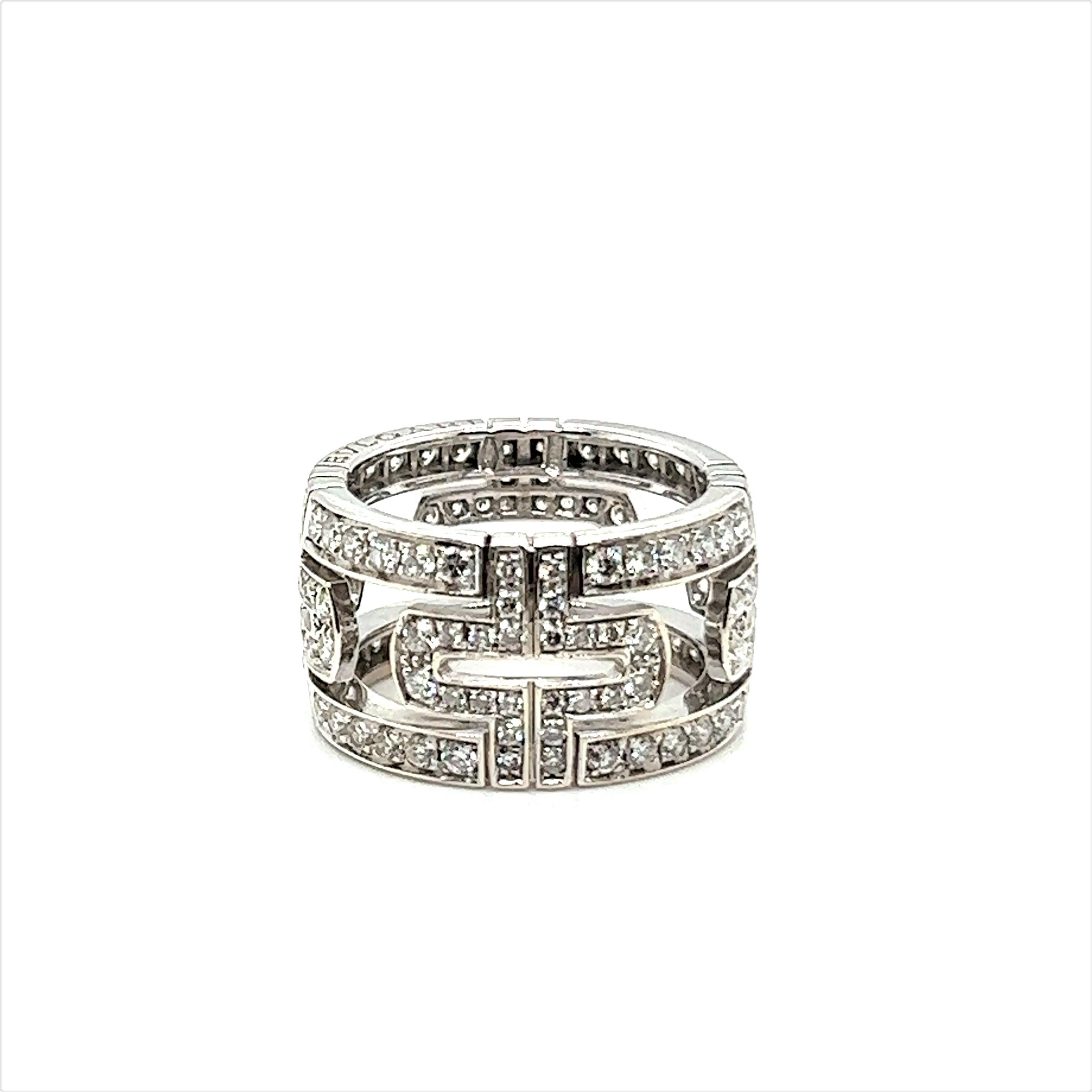 Taglio rotondo Anello Bulgari 'Parentesi Openwork' con diamanti in oro bianco 18 carati in vendita