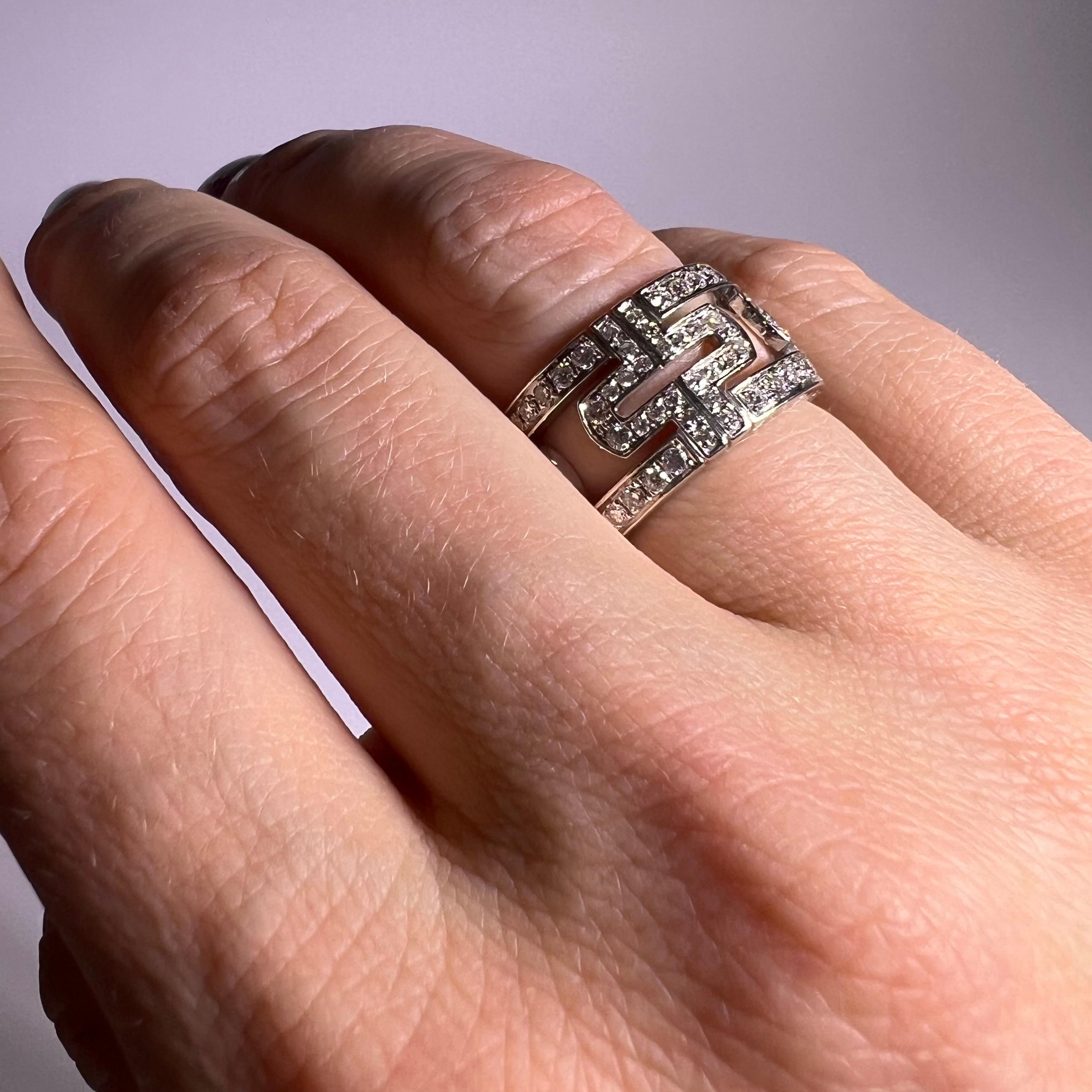 Women's or Men's Bulgari 'Parentesi Openwork' Diamond Ring in 18 Karat White Gold For Sale