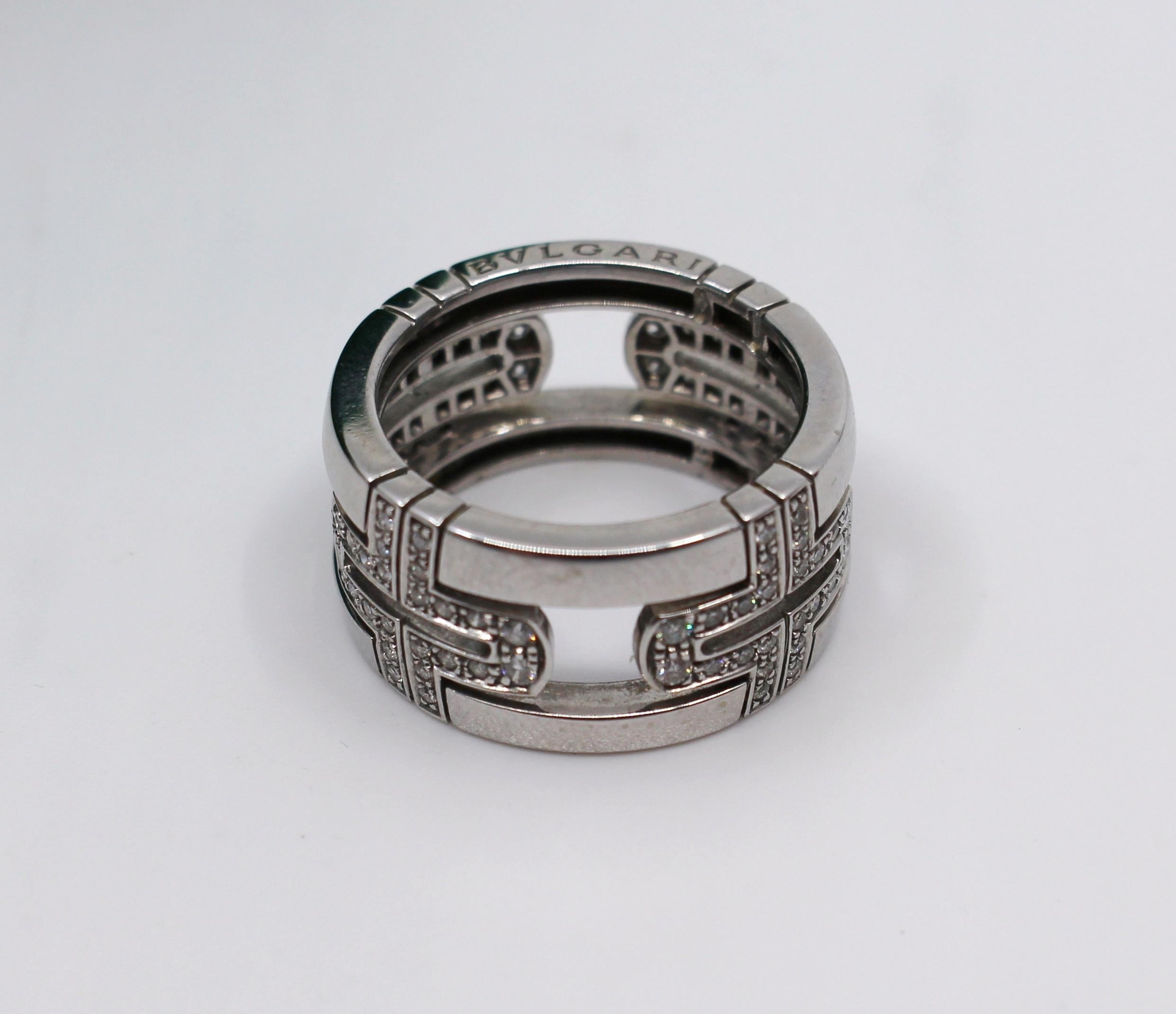 Bulgari Parentesi Diamond Band Ring In Good Condition For Sale In Worcester, Worcestershire