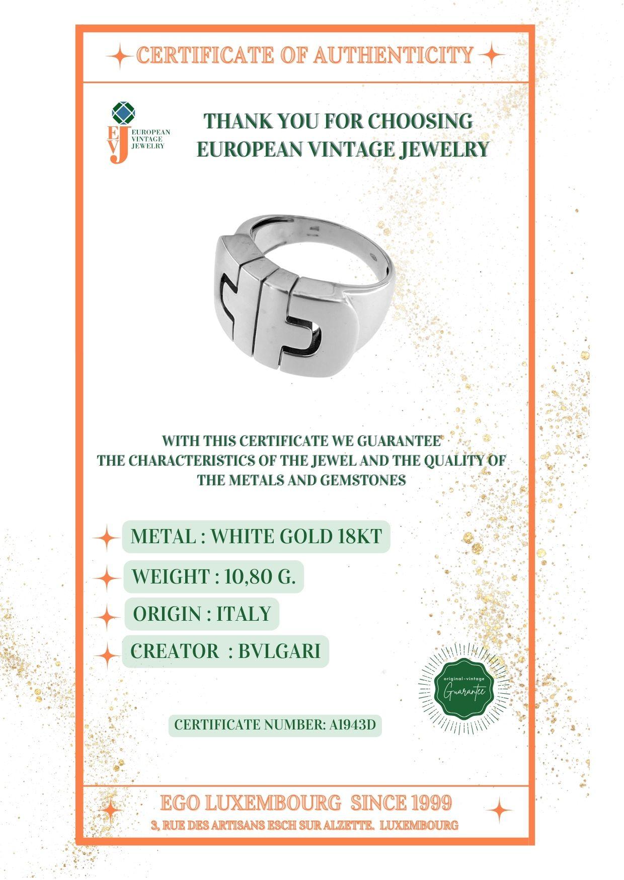 Bulgari Parentesi Ring 18 karat White Gold For Sale 4