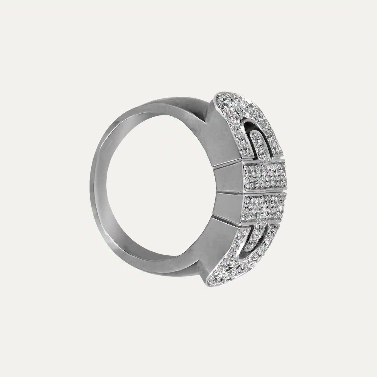 Contemporary Bulgari Parentesi Ring, Gold and Diamonds For Sale