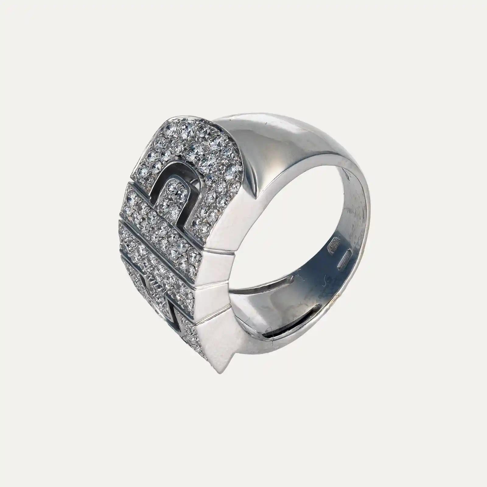 Brilliant Cut Bulgari Parentesi Ring, Gold and Diamonds For Sale