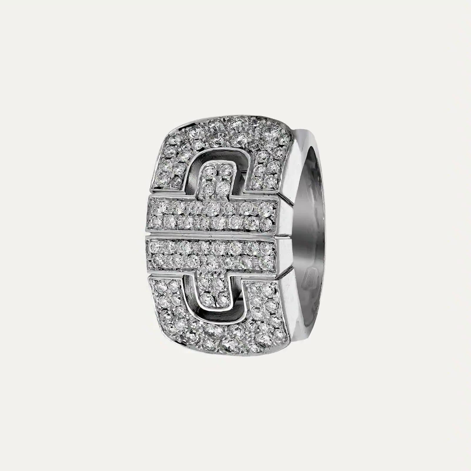 Bulgari Parentesi Ring, Gold and Diamonds In Excellent Condition For Sale In Lisboa, PT