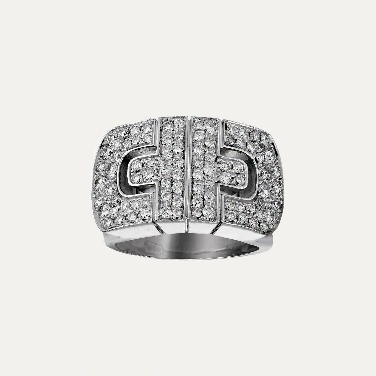Women's or Men's Bulgari Parentesi Ring, Gold and Diamonds For Sale
