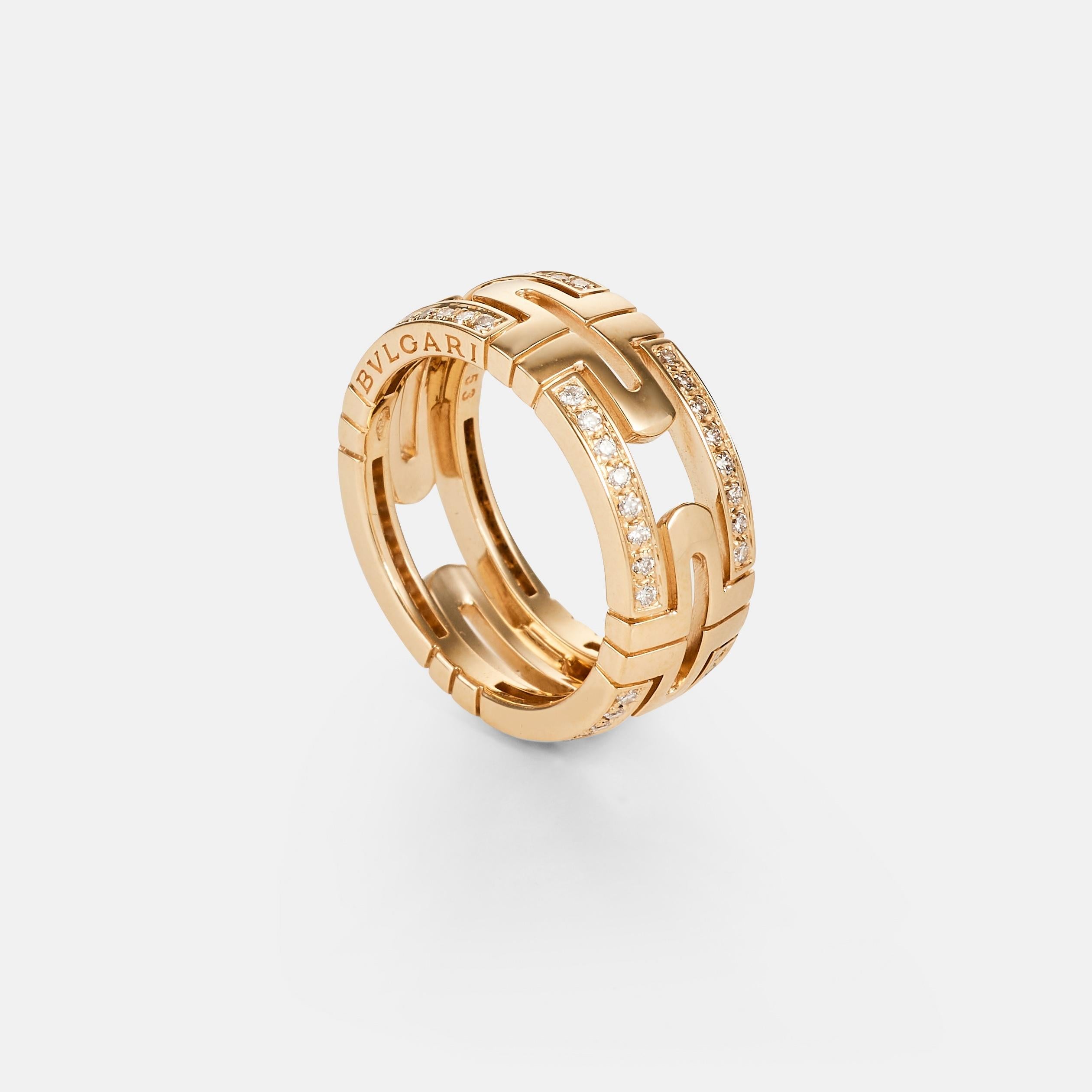 BULGARI Parentesi ring in yellow gold and diamonds Corte brillante en venta
