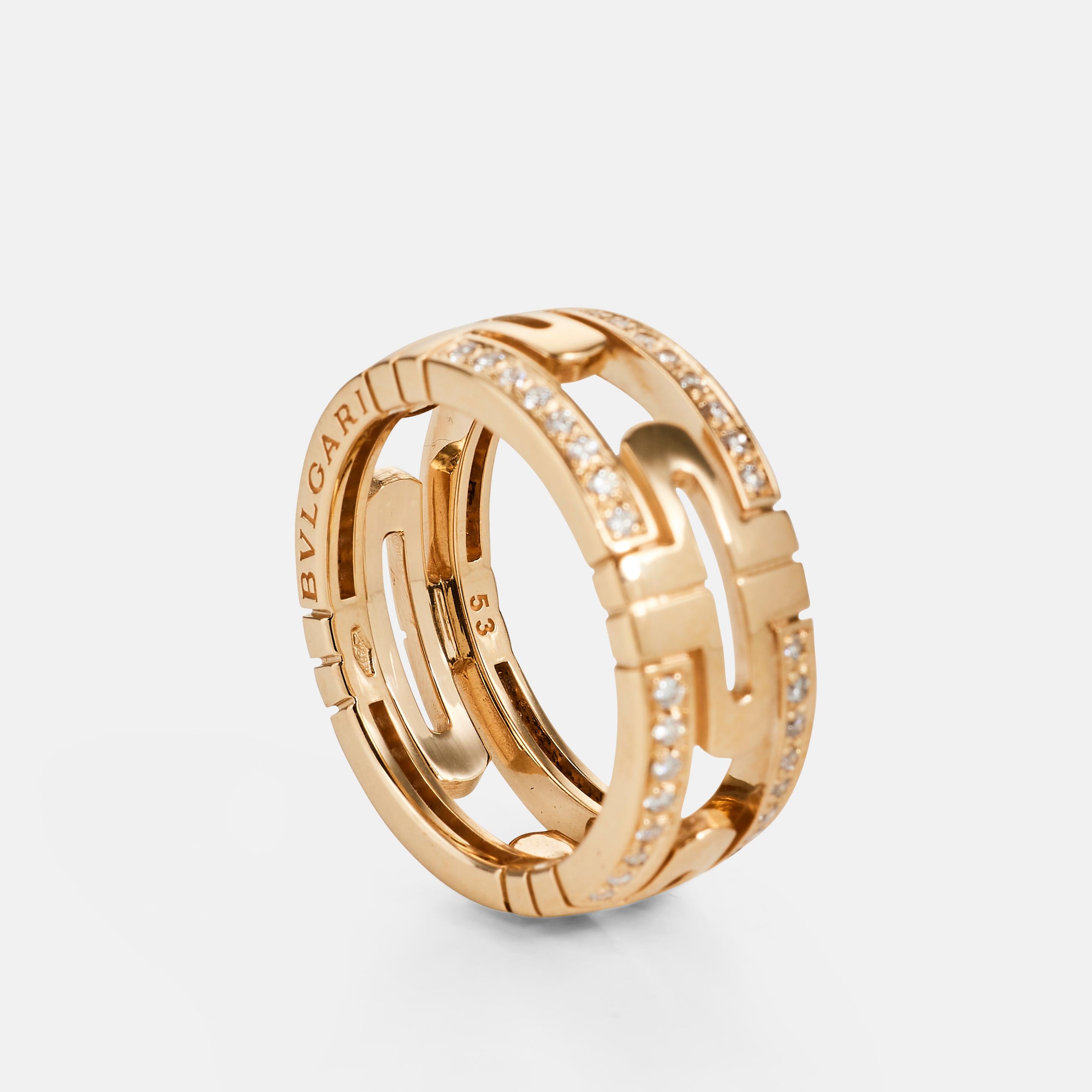 BULGARI Parentesi ring in yellow gold and diamonds en Excelente estado para la venta en PARIS, FR