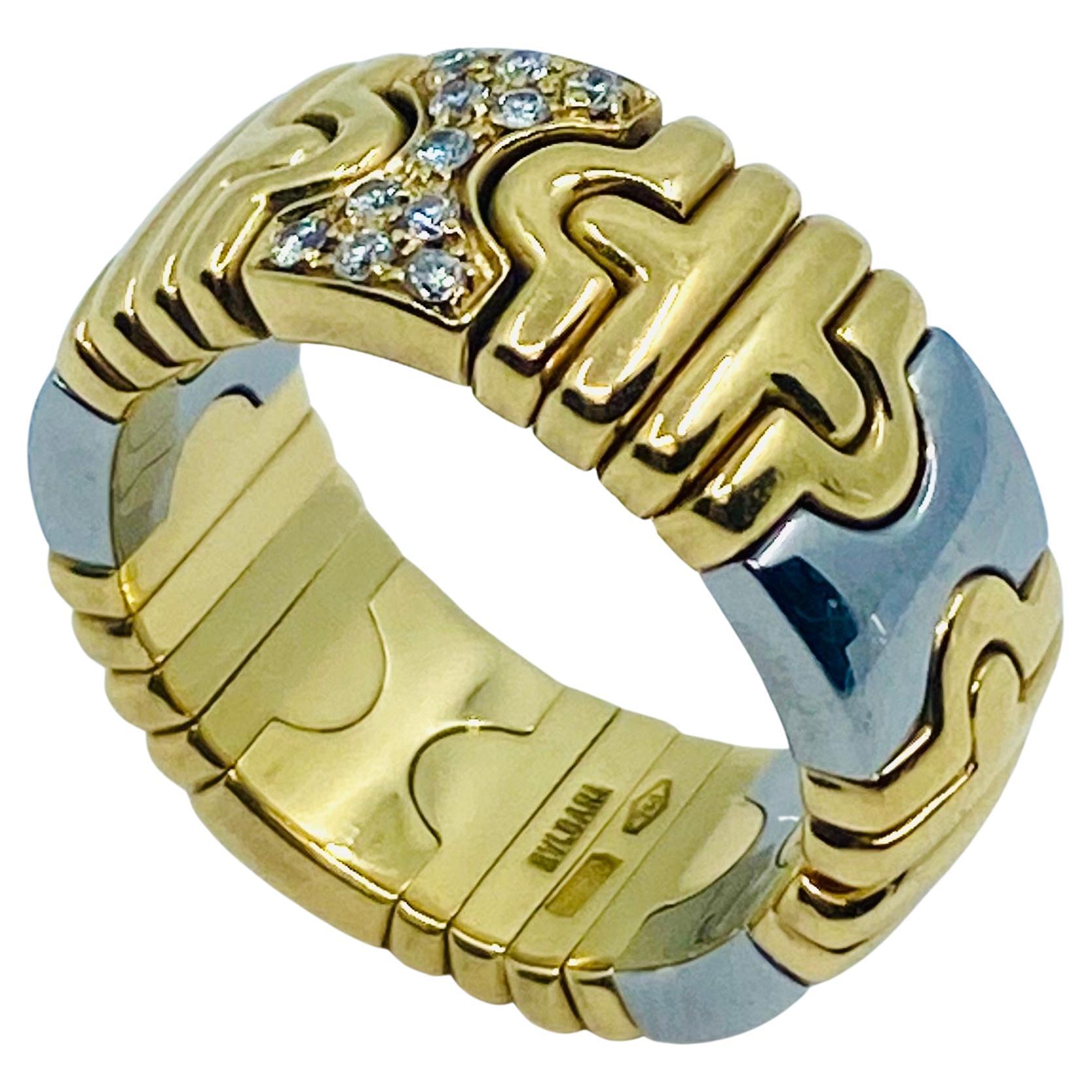 Bulgari Parentesi Ring White and Yellow Gold Diamond Ring