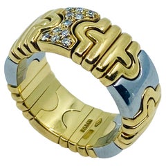 Vintage Bulgari Parentesi Ring White and Yellow Gold Diamond Ring